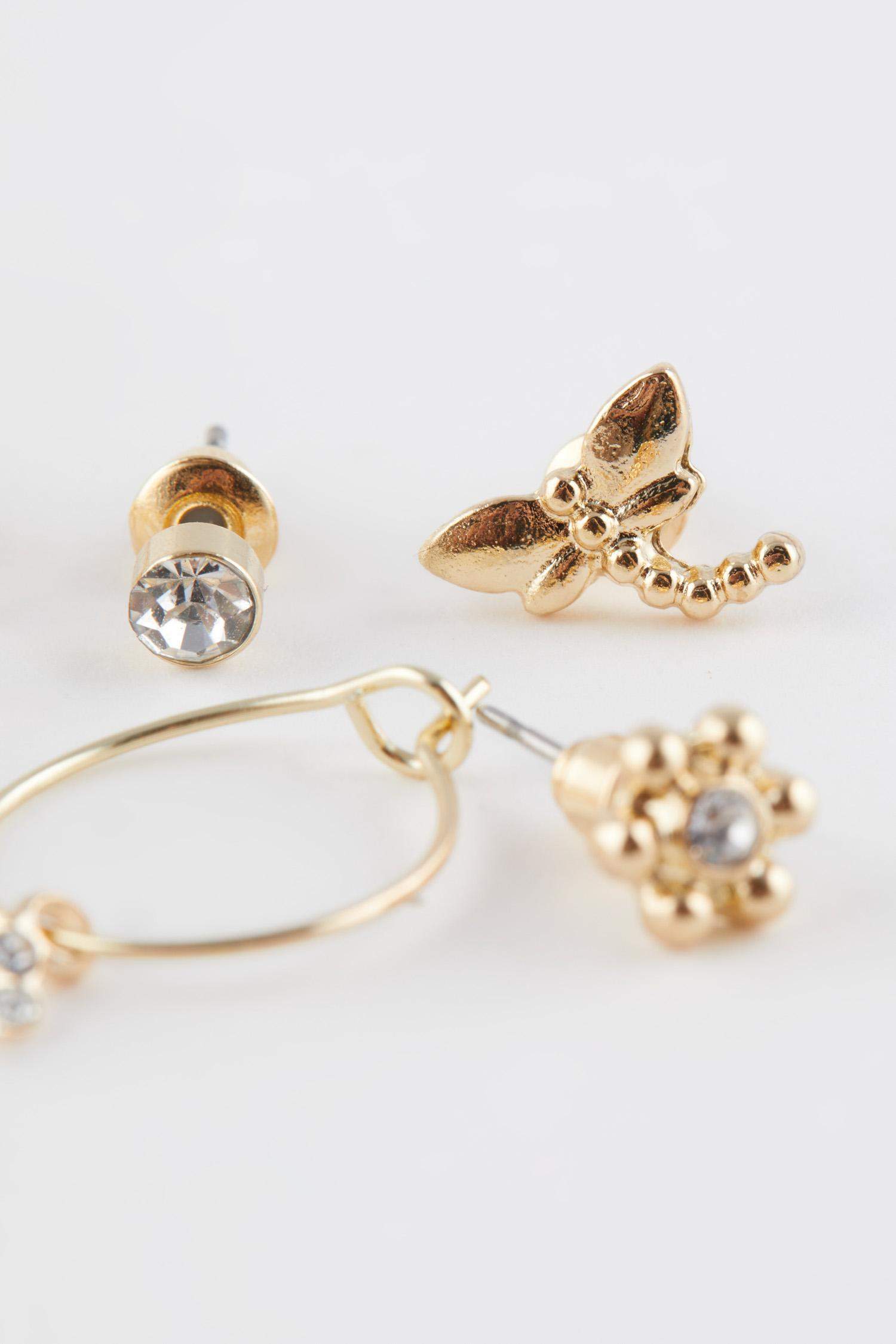 Woman 12 Piece Gold Earrings