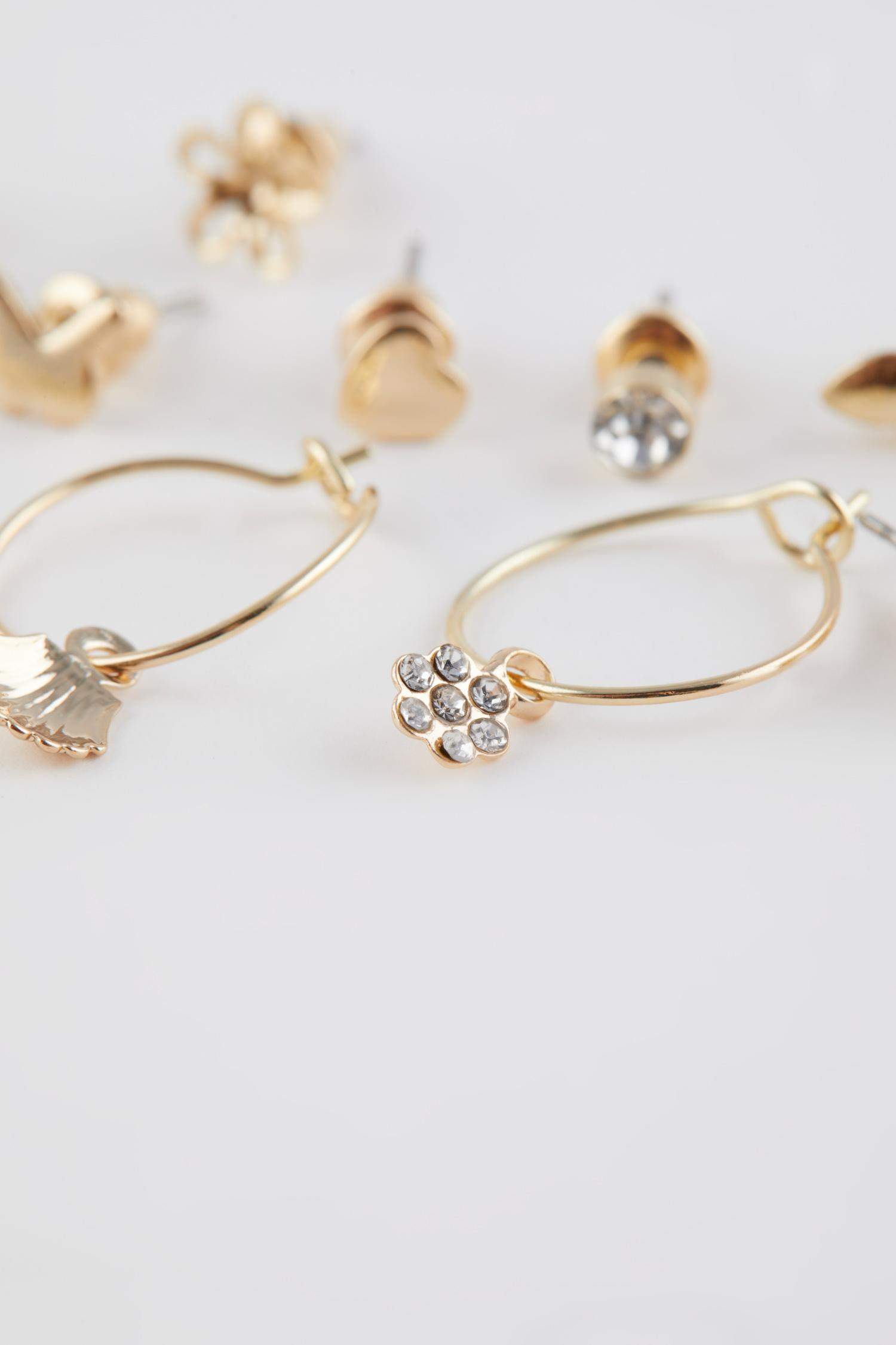 Woman 12 Piece Gold Earrings