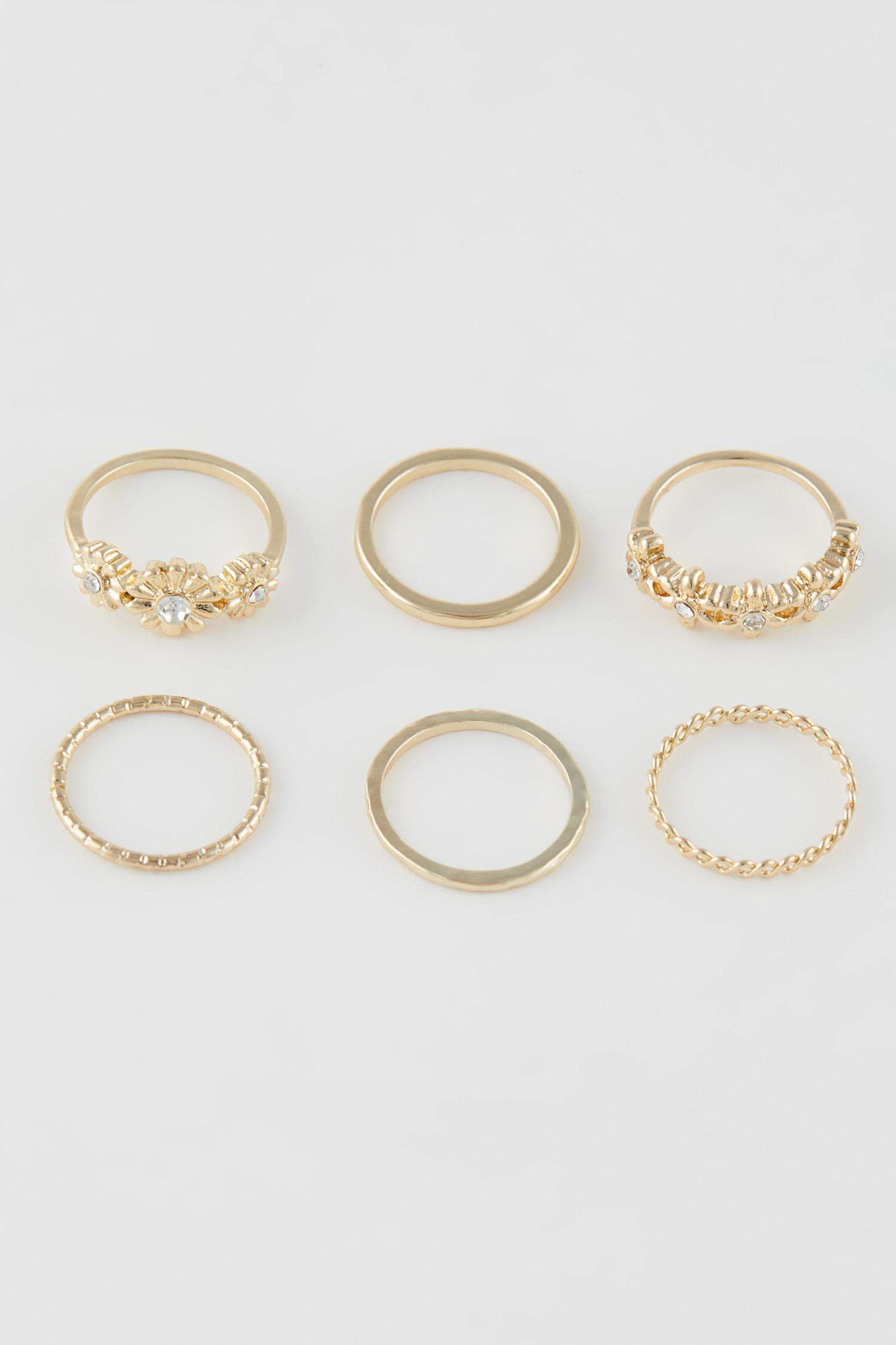 خاتم نسائي ذهبي - 6 قطع