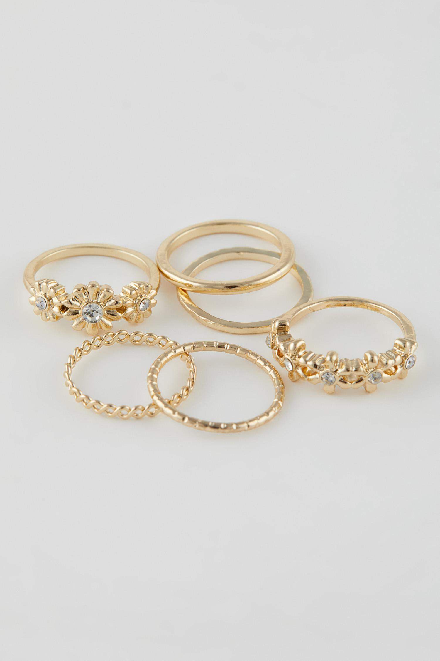 خاتم نسائي ذهبي - 6 قطع