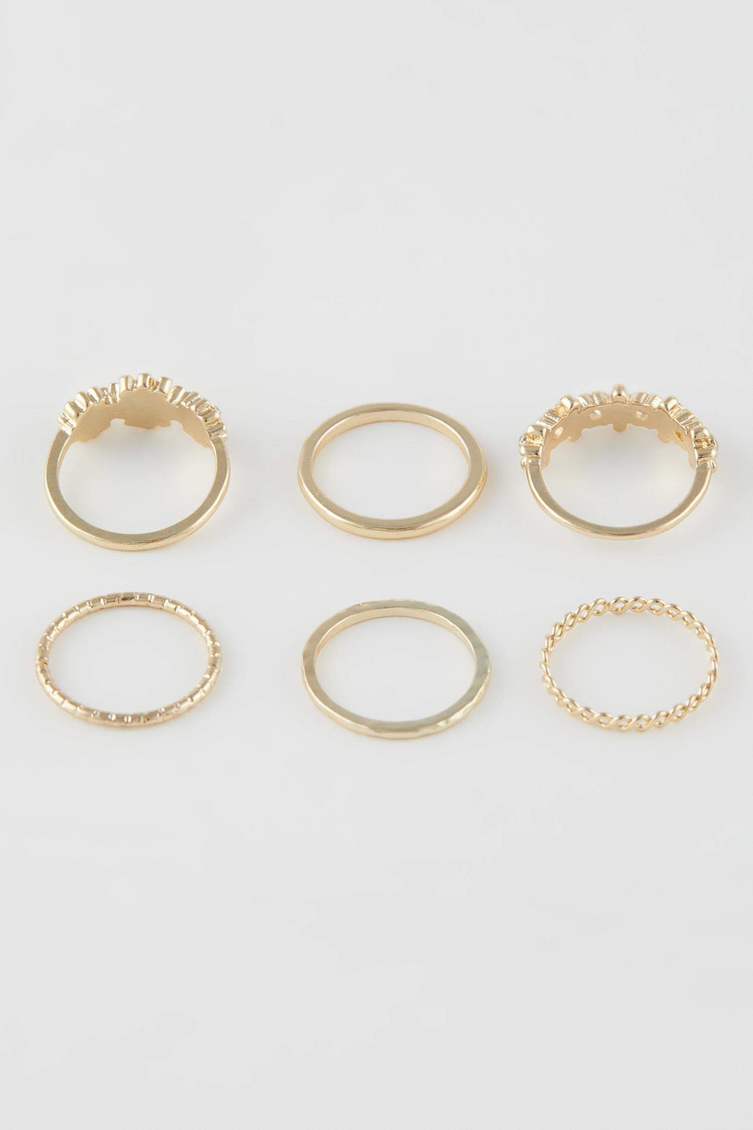 خاتم نسائي ذهبي - 6 قطع