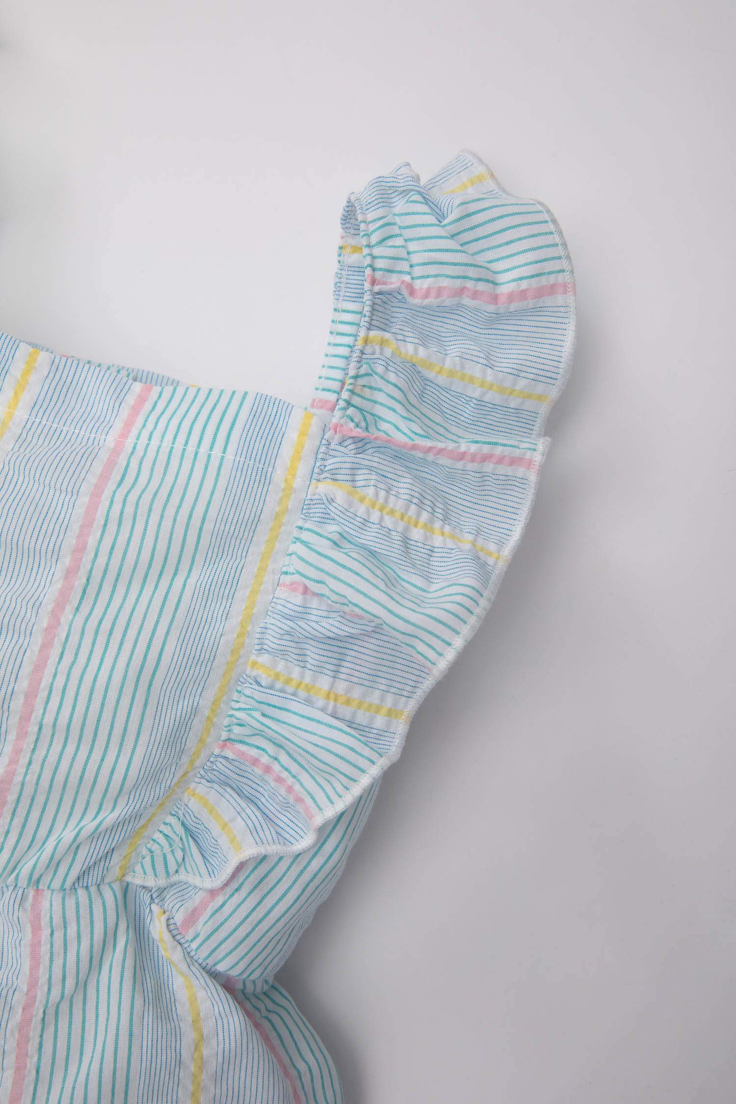 Kız Bebek Askılı Çizgili Poplin Tulum