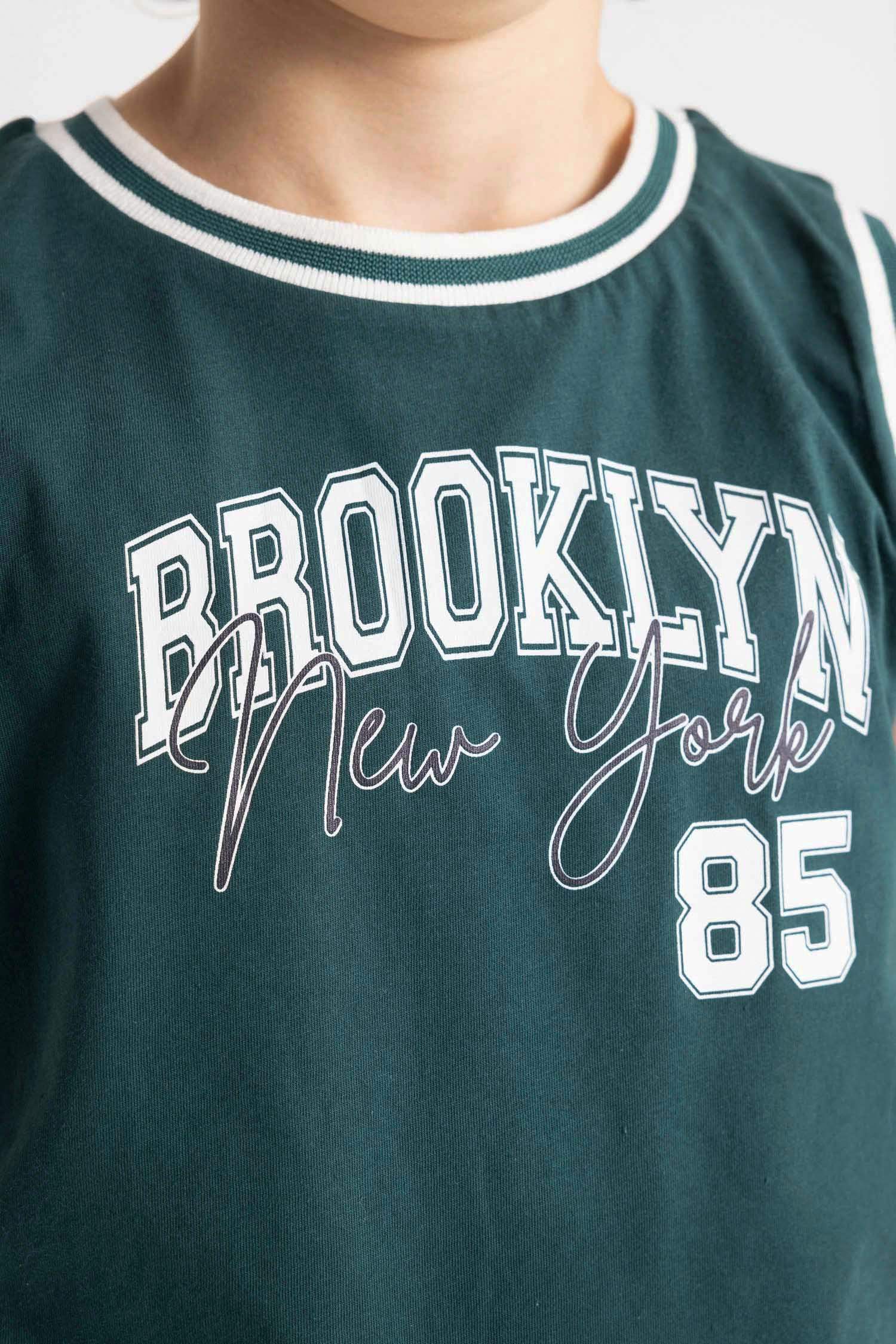 Erkek Çocuk 2'li Takım Bisiklet Yaka Baskılı Atlet Şort