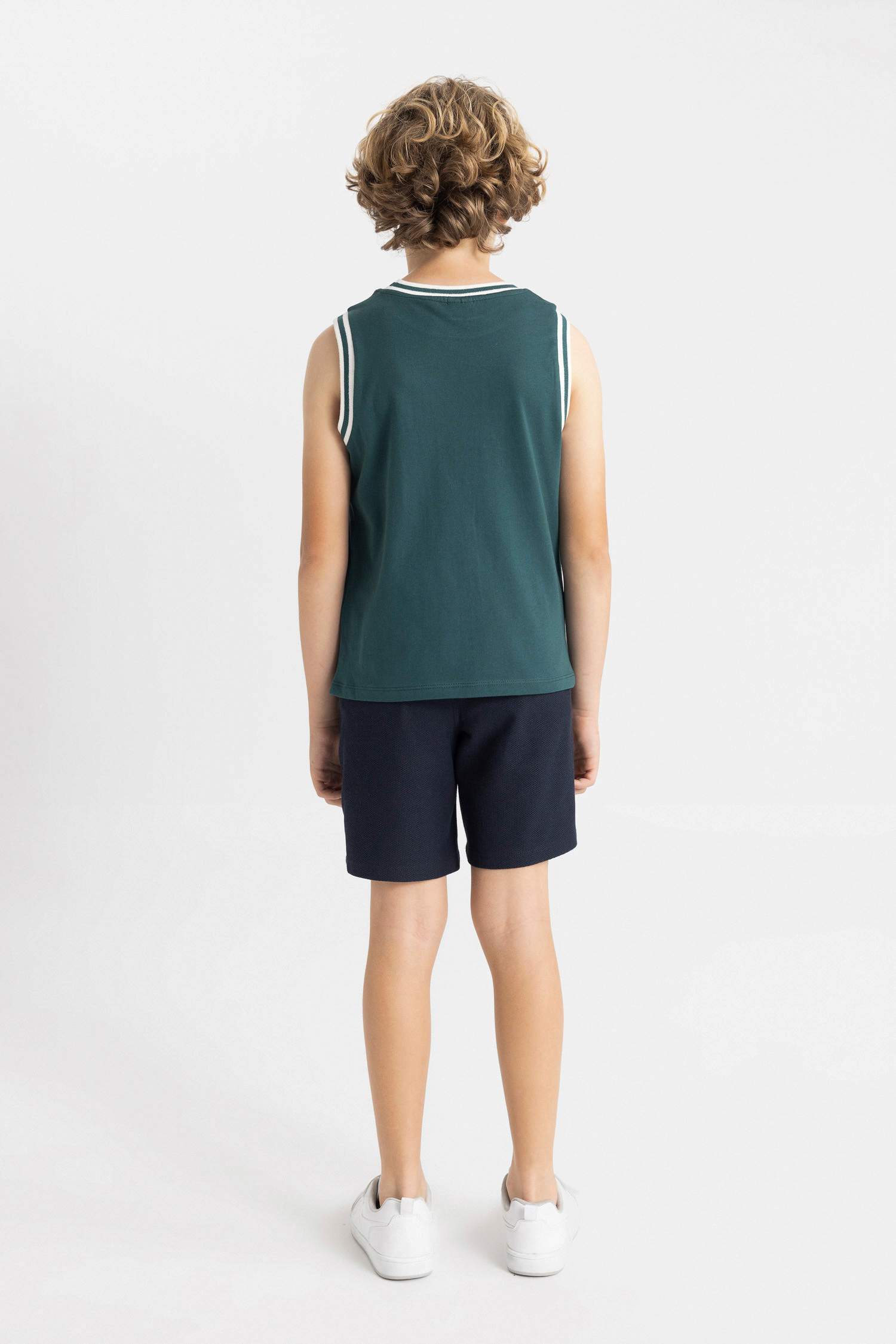 Erkek Çocuk 2'li Takım Bisiklet Yaka Baskılı Atlet Şort