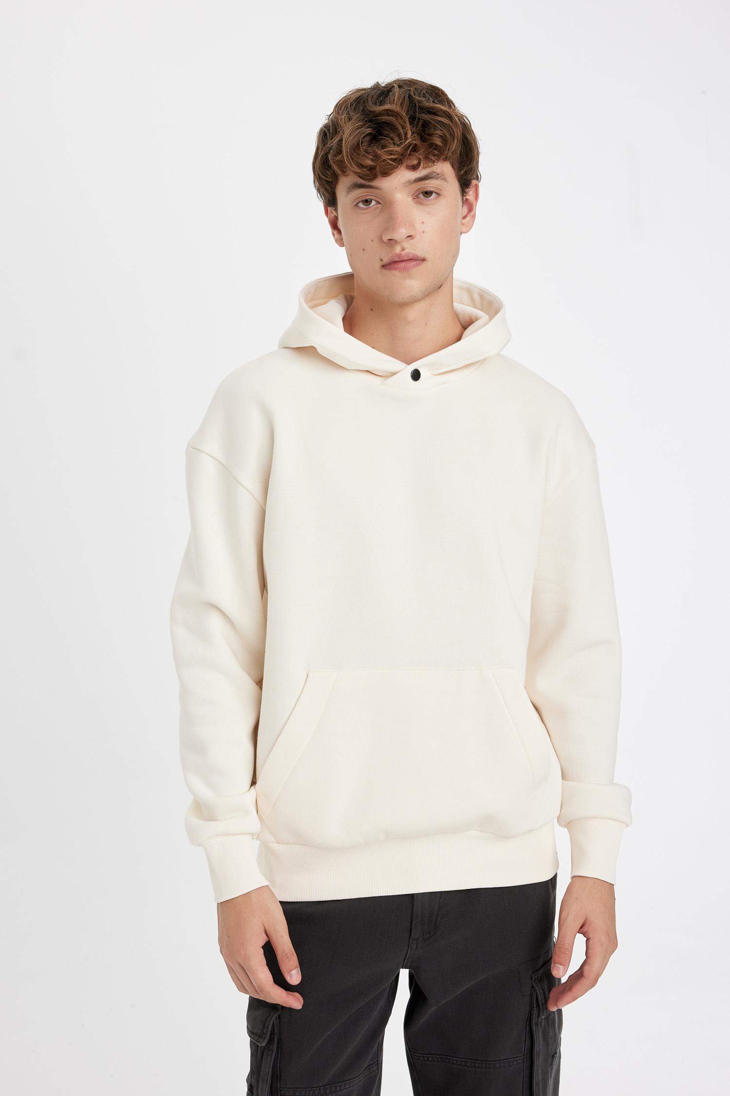 Boxy Fit Kapüşonlu Sırt Baskılı Sweatshirt