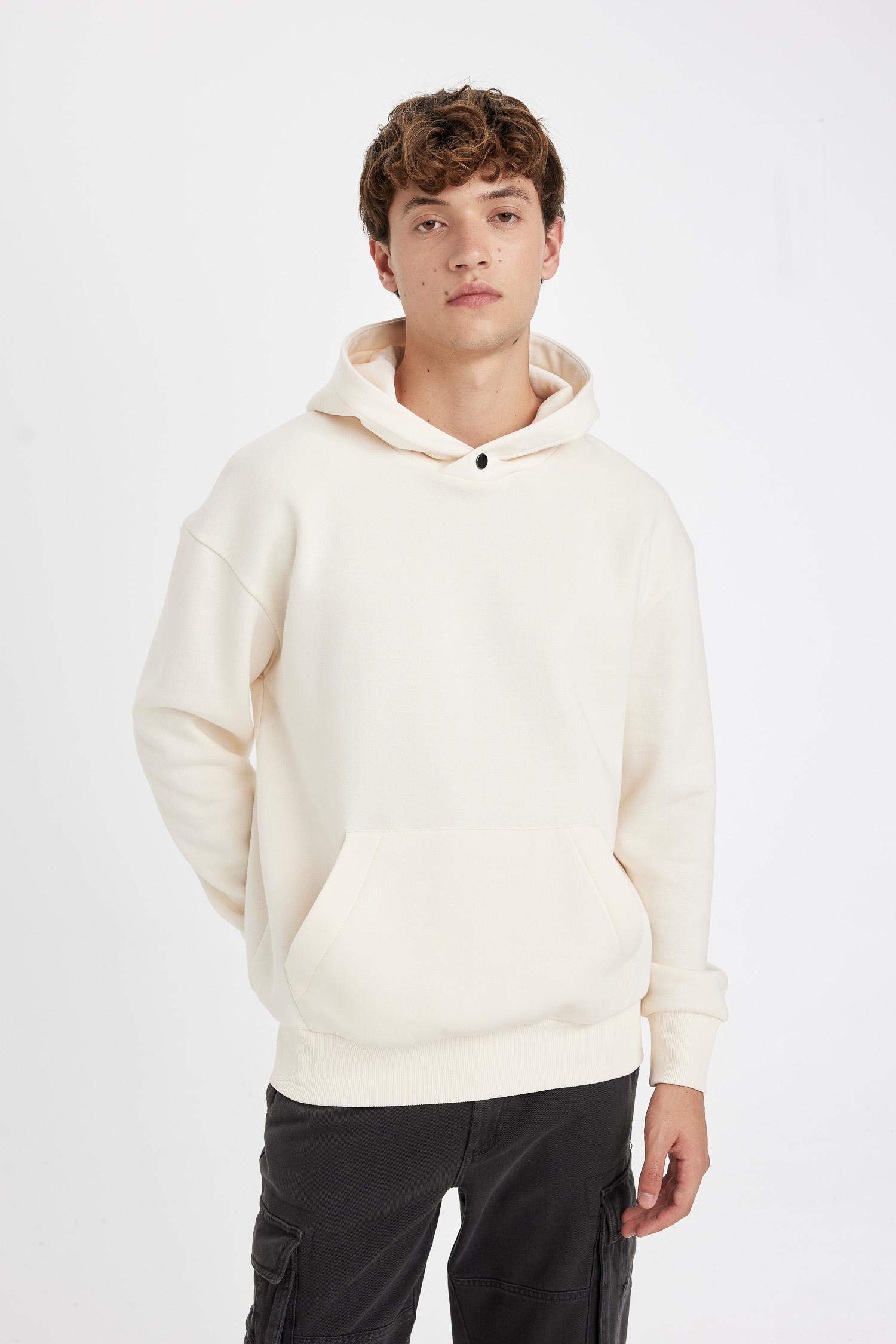 Boxy Fit Kapüşonlu Sırt Baskılı Sweatshirt