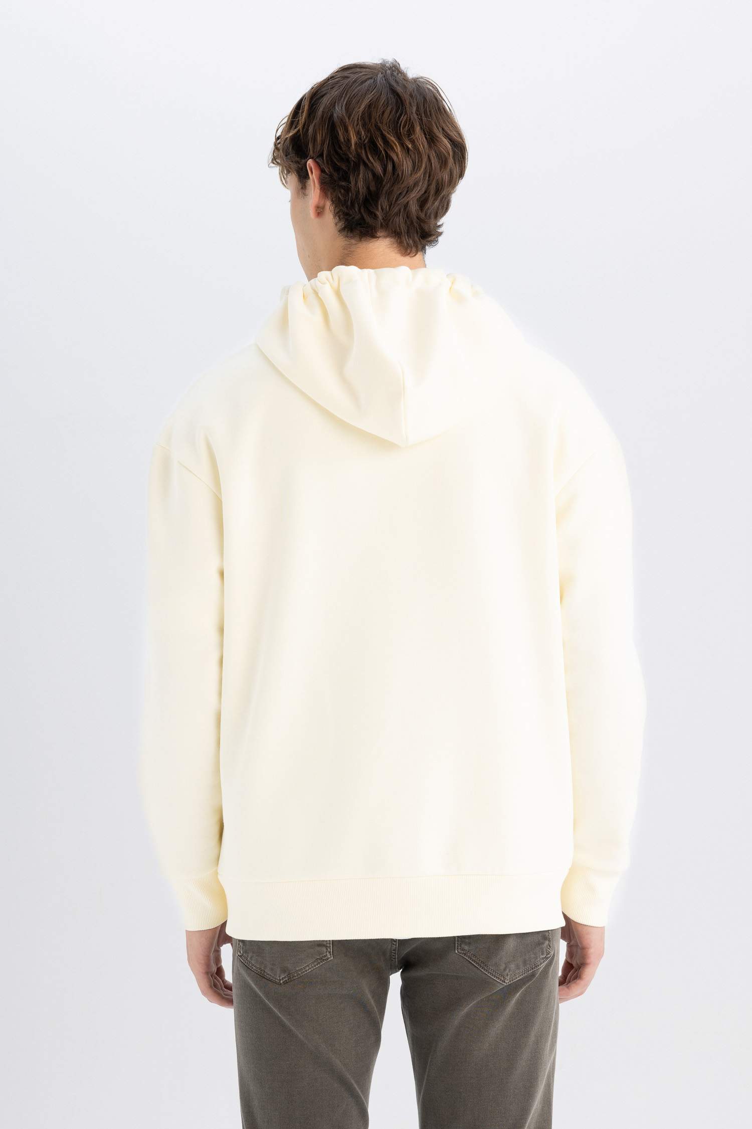 Boxy Fit Hooded Printed Kangaroo Pocket Sweatshirt