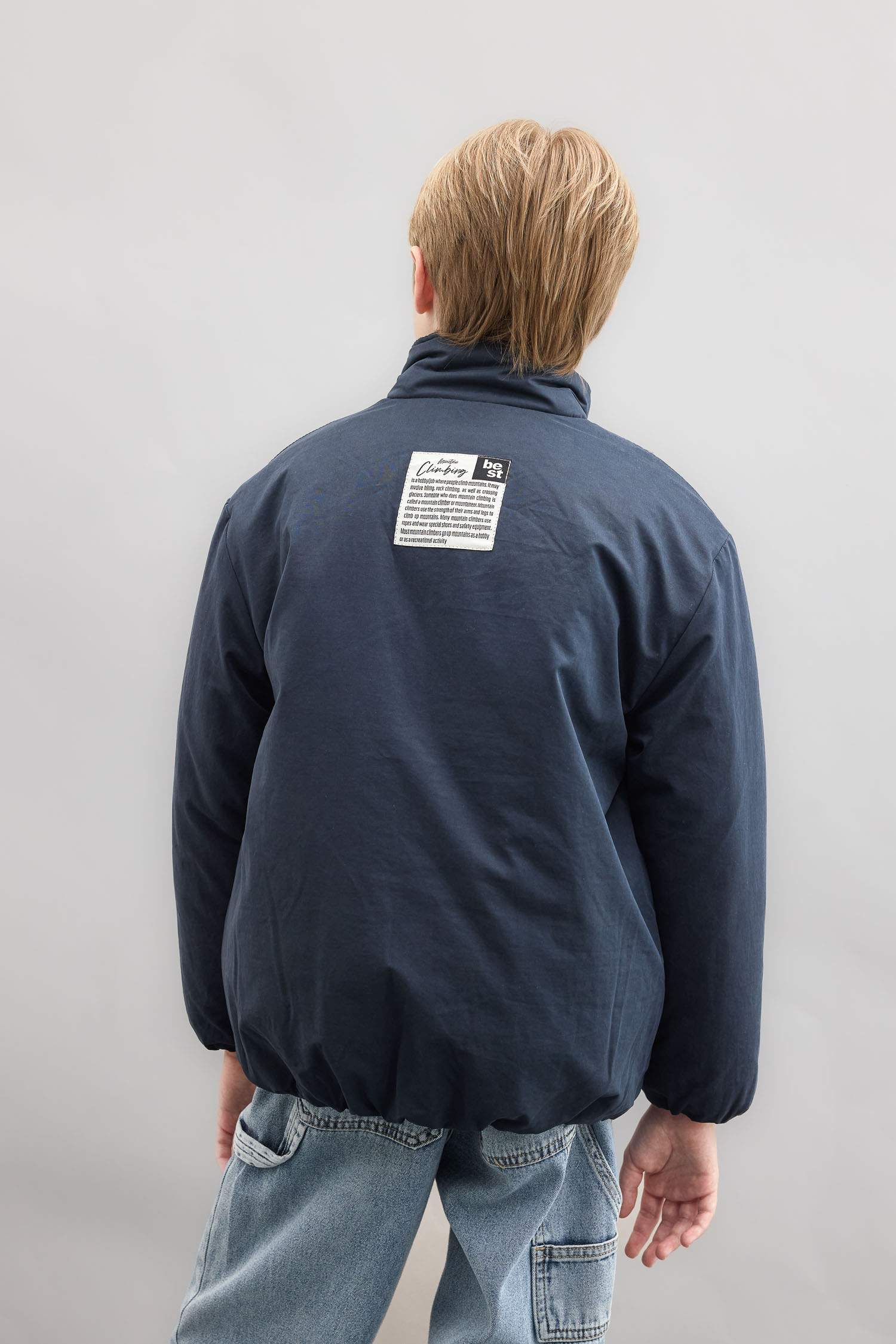 Erkek Çocuk Su Geçirmez Dik Yaka Fermuarlı Çıtçıtlı Cepli Mont