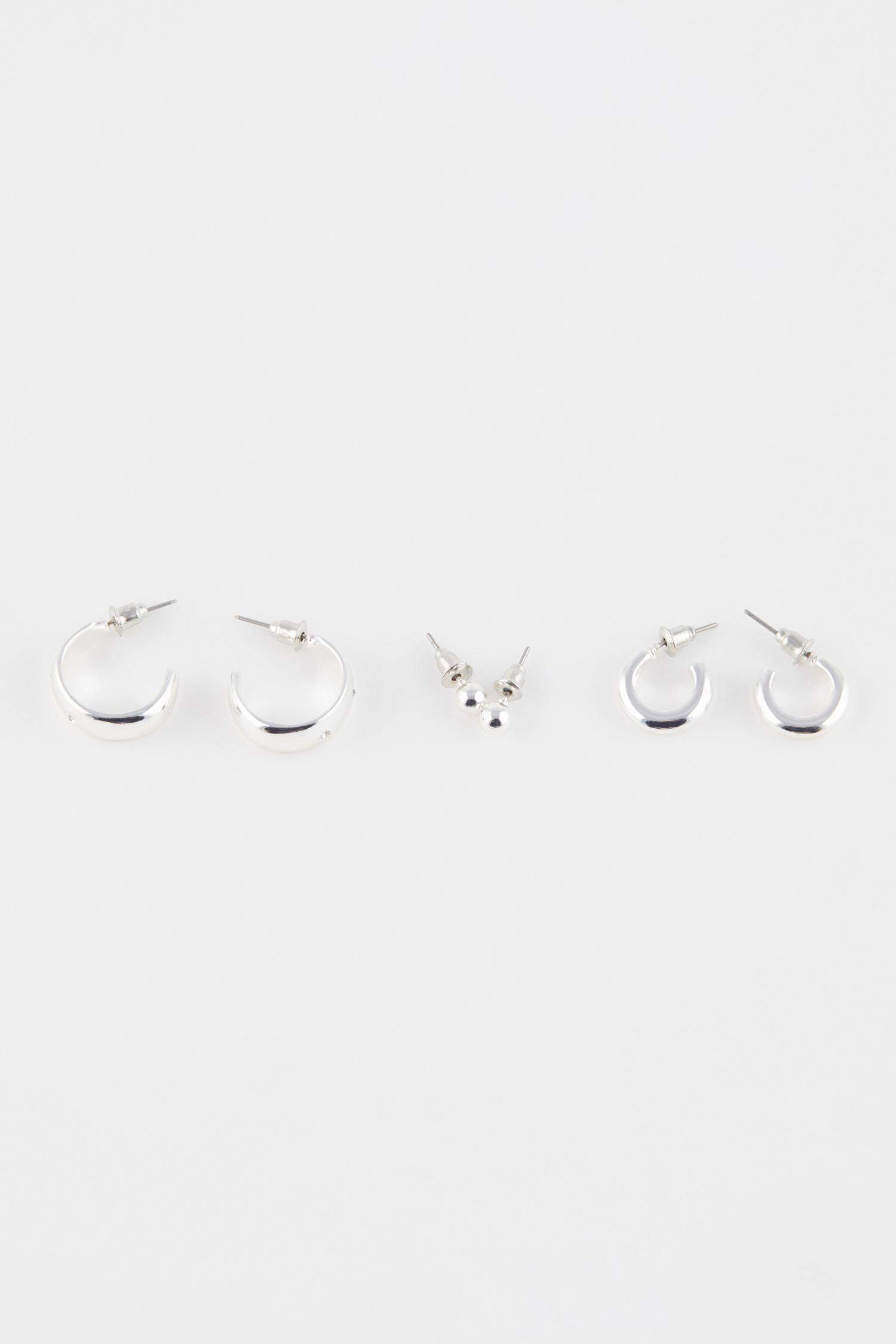 حلق حريمي فضي - 3 قطع