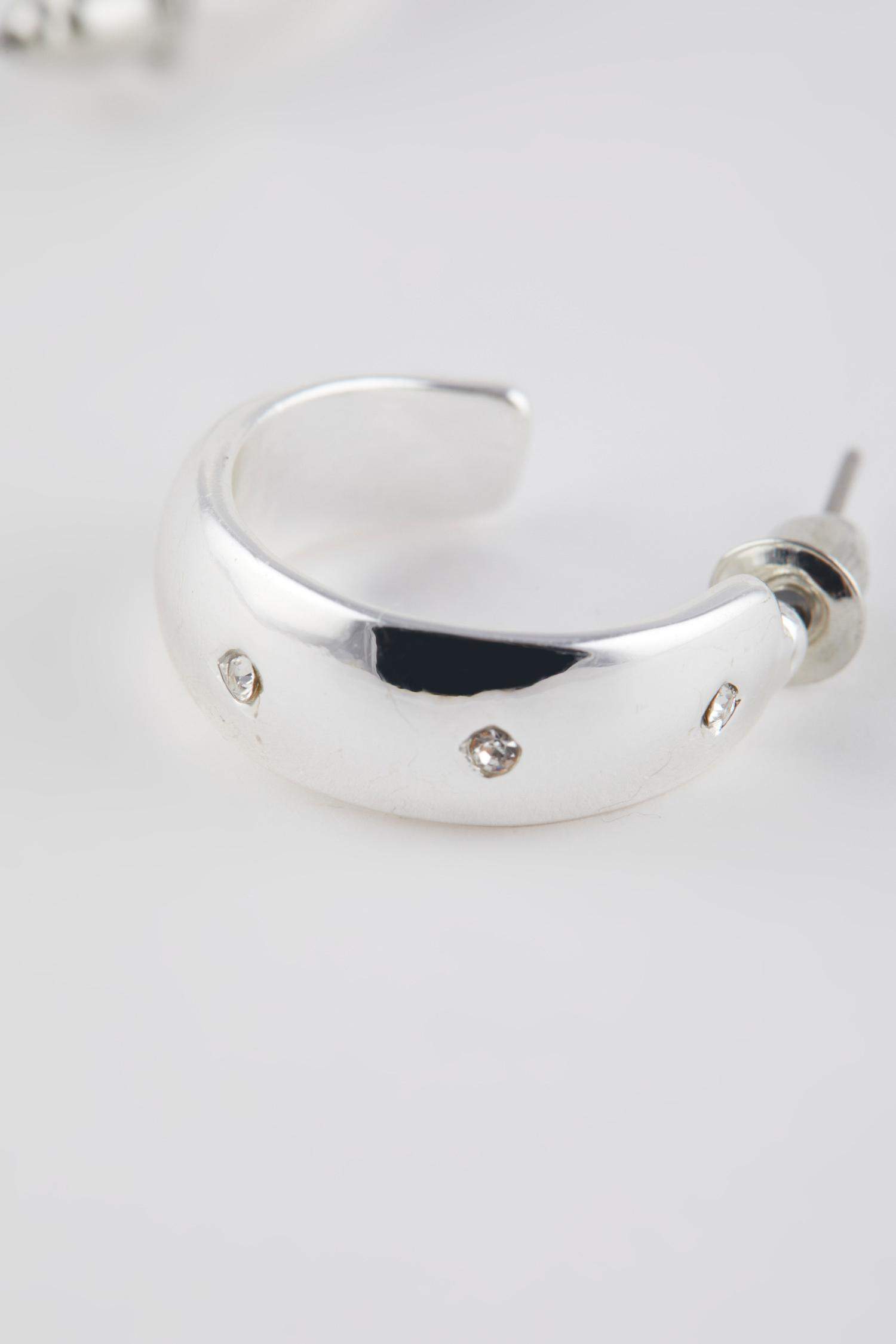 حلق حريمي فضي - 3 قطع