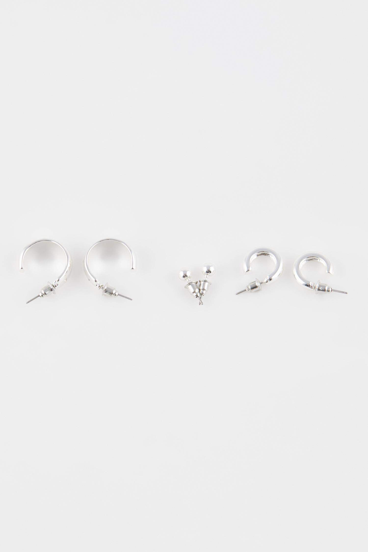 حلق حريمي فضي - 3 قطع