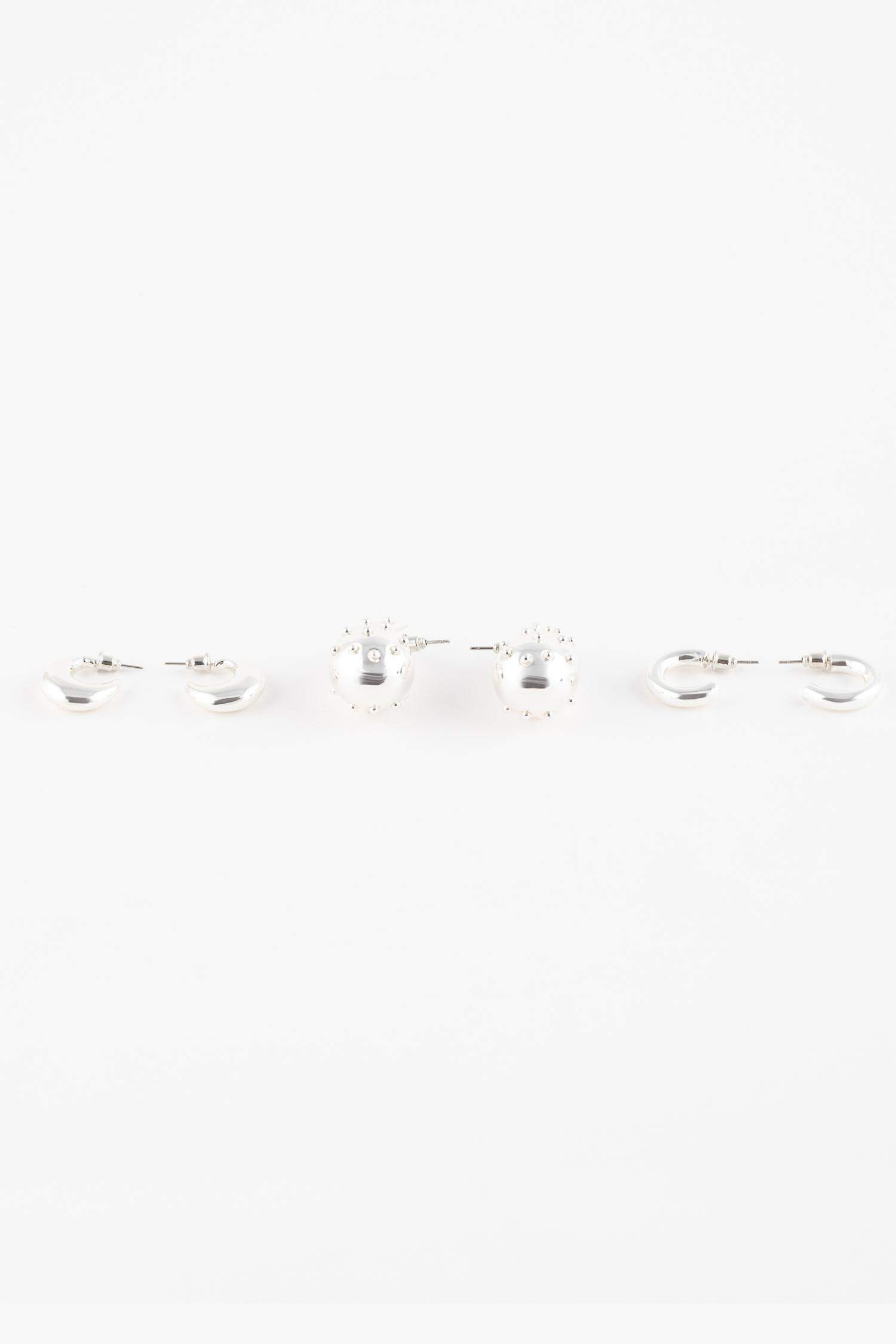 Woman 3 Piece Silver Earrings