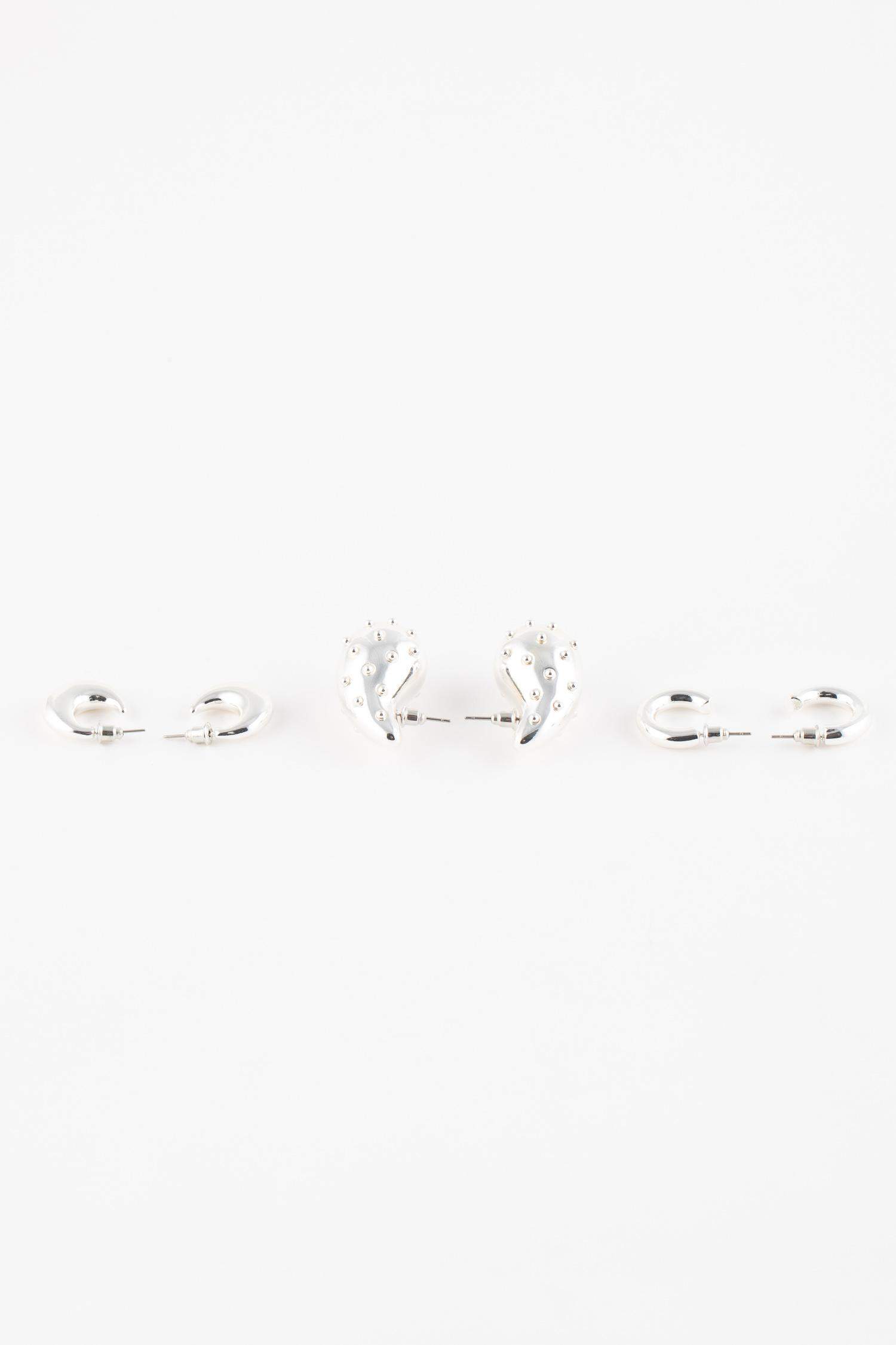 Woman 3 Piece Silver Earrings