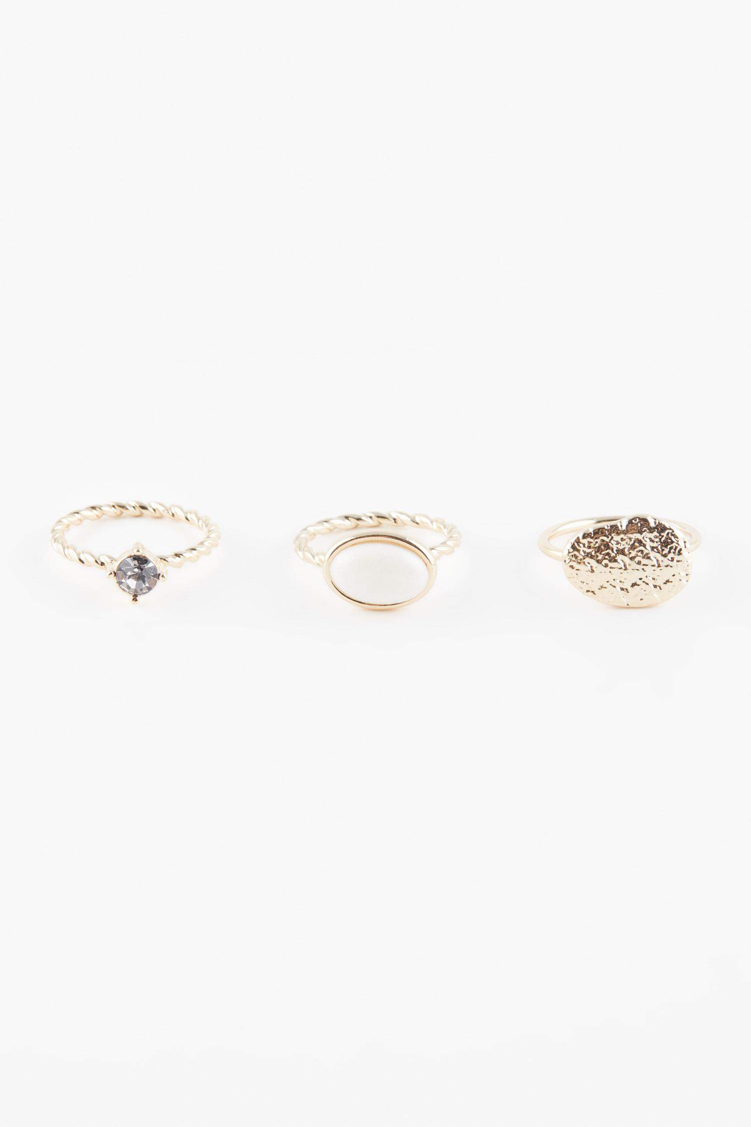 خاتم نسائي ذهبي - 3 قطع