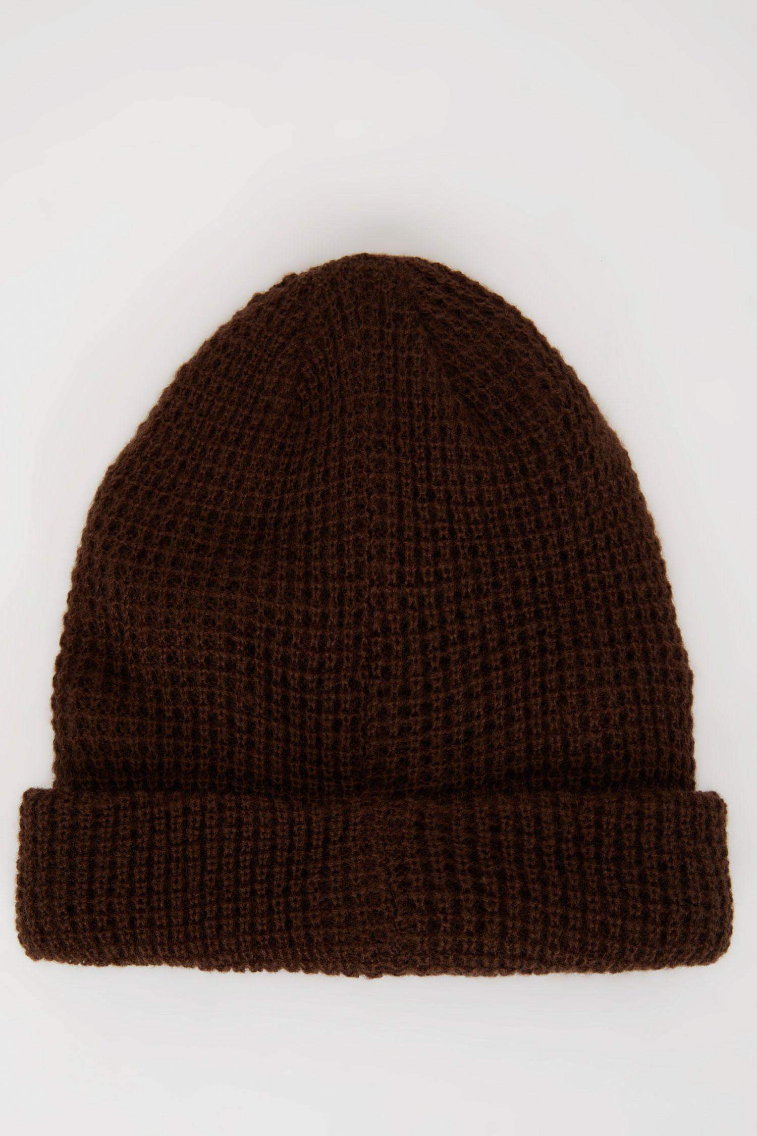 Erkek Etiket Baskılı İçi Polarlı Bere