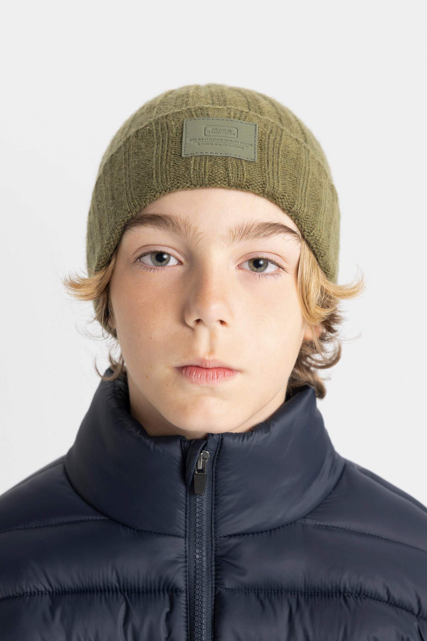 Man Label Printed Beanie