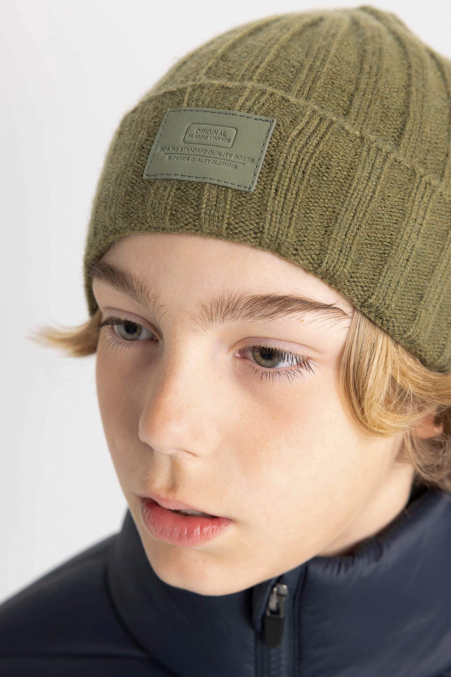 Man Label Printed Beanie