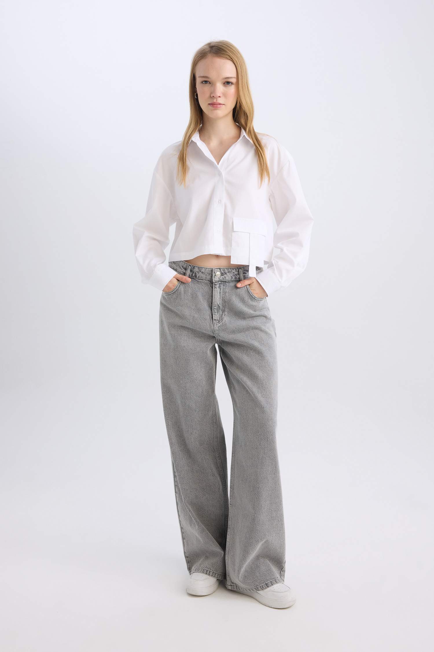 Oversize Fit Poplin Long Sleeve Shirt