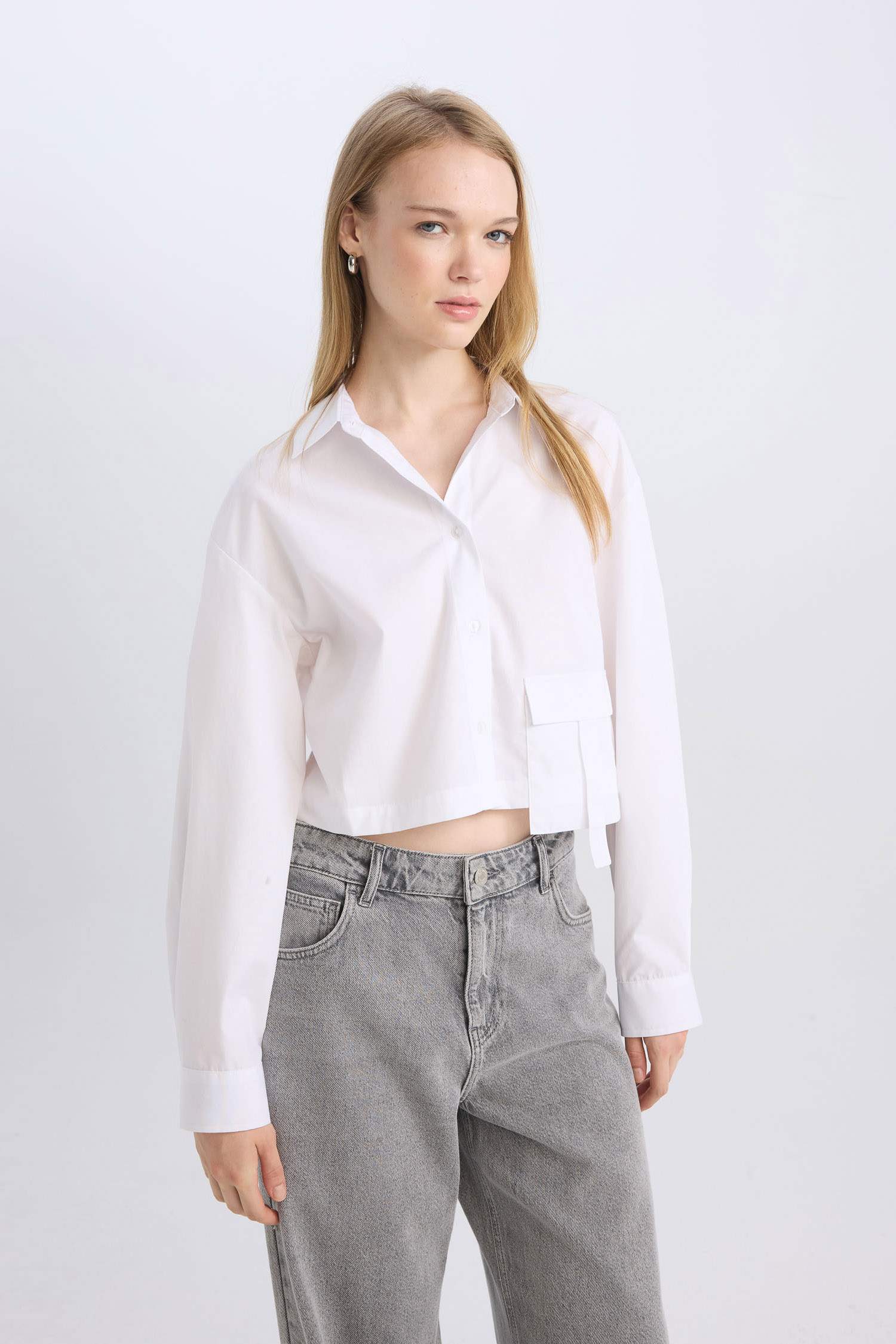 Oversize Fit Poplin Long Sleeve Shirt