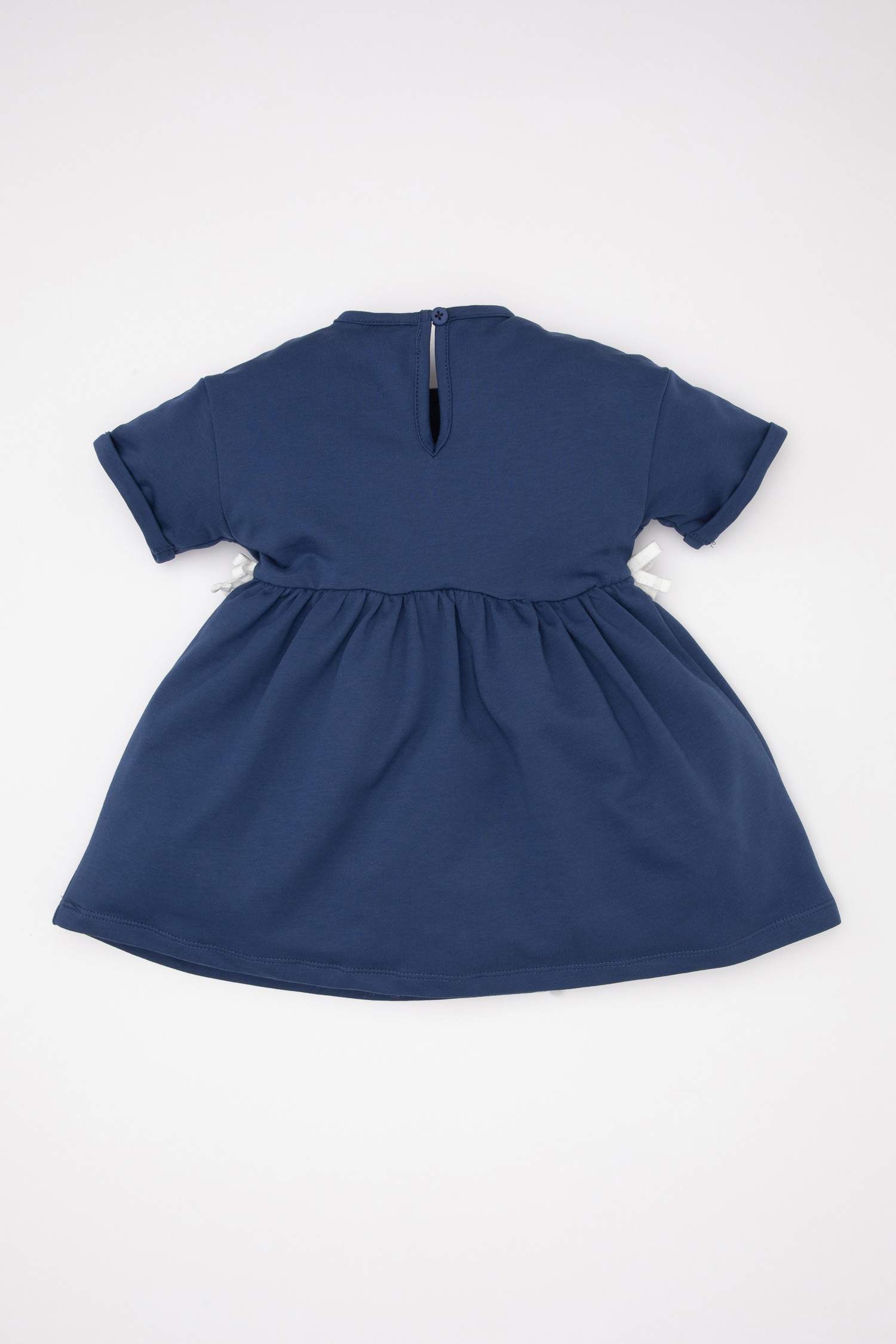 Сәби Қыз дөңгелек жаға қысқа жеңді Трикотаж көйлек