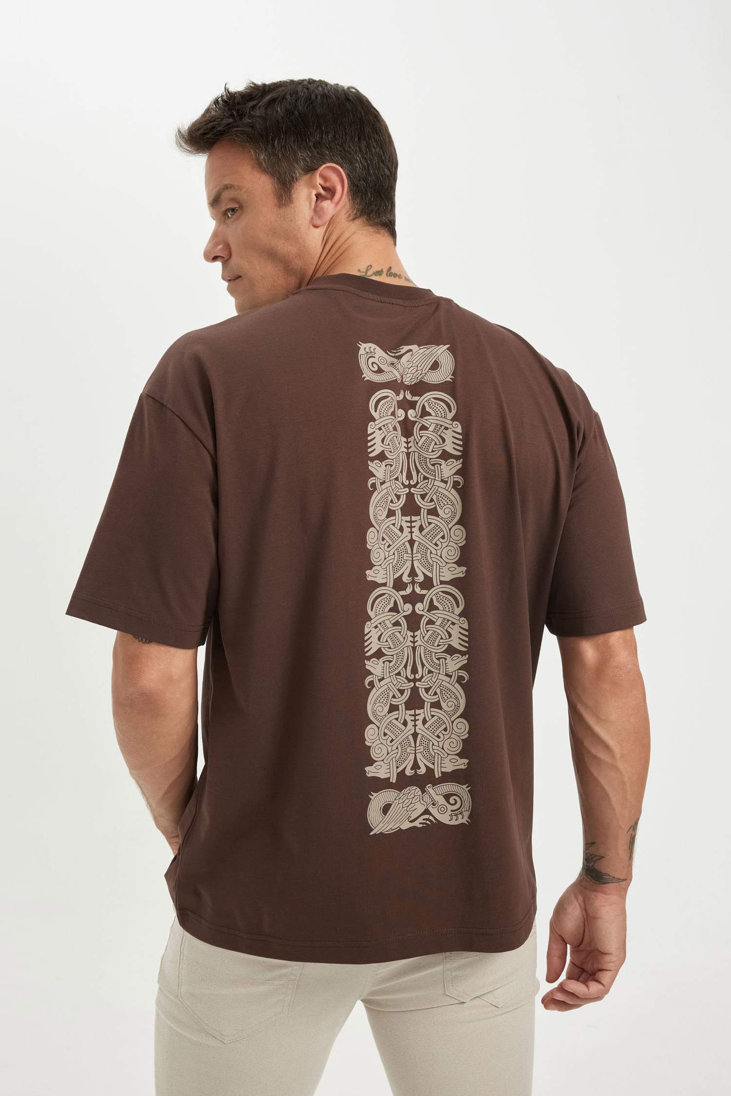 Oversize Fit Crew Neck Back Printed T-Shirt