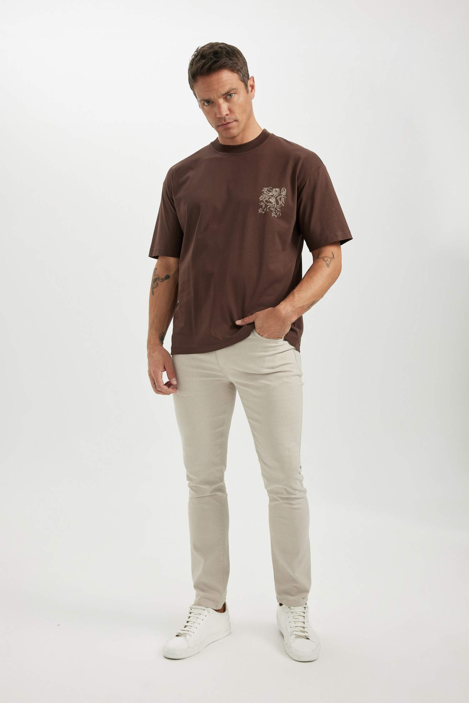 Oversize Fit Crew Neck Back Printed T-Shirt