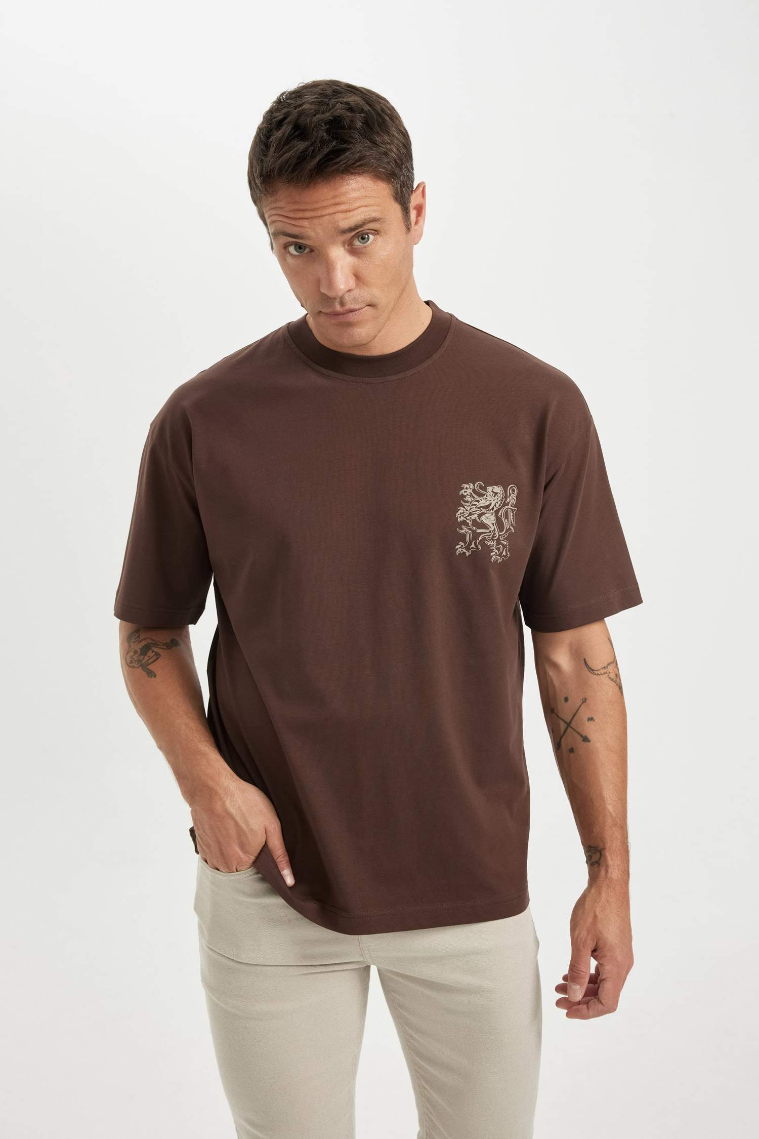 Oversize Fit Crew Neck Back Printed T-Shirt