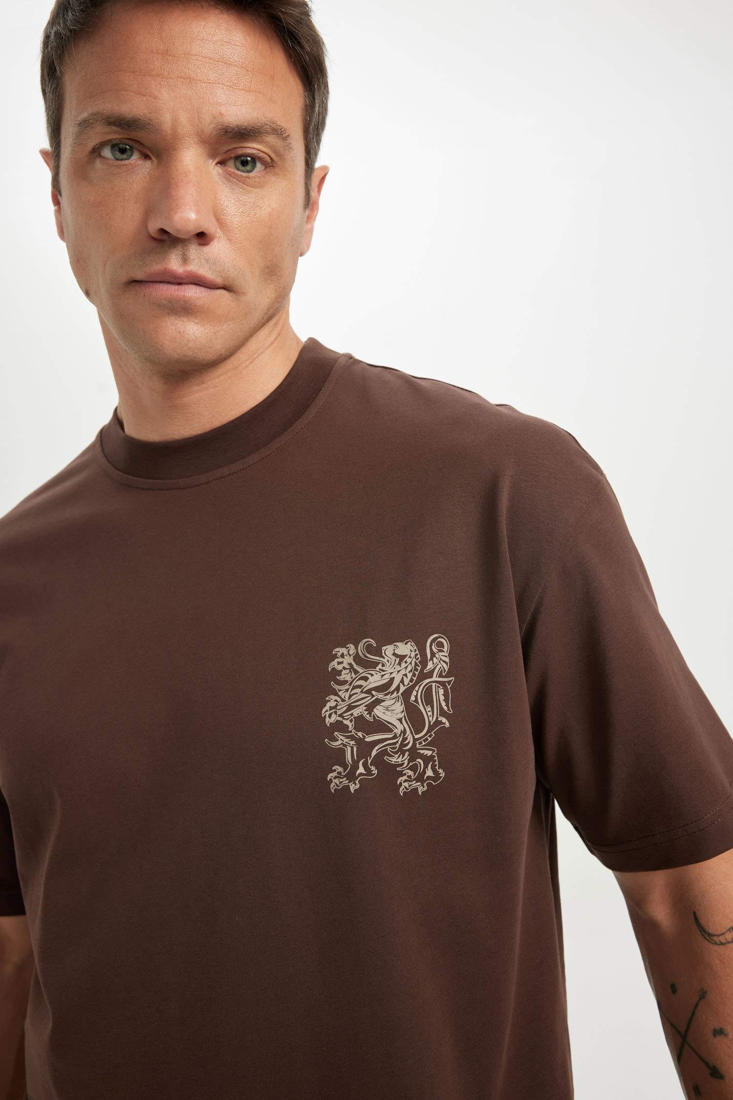 Oversize Fit Crew Neck Back Printed T-Shirt