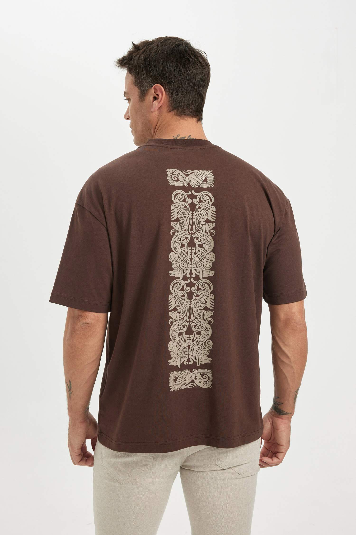 Oversize Fit Crew Neck Back Printed T-Shirt