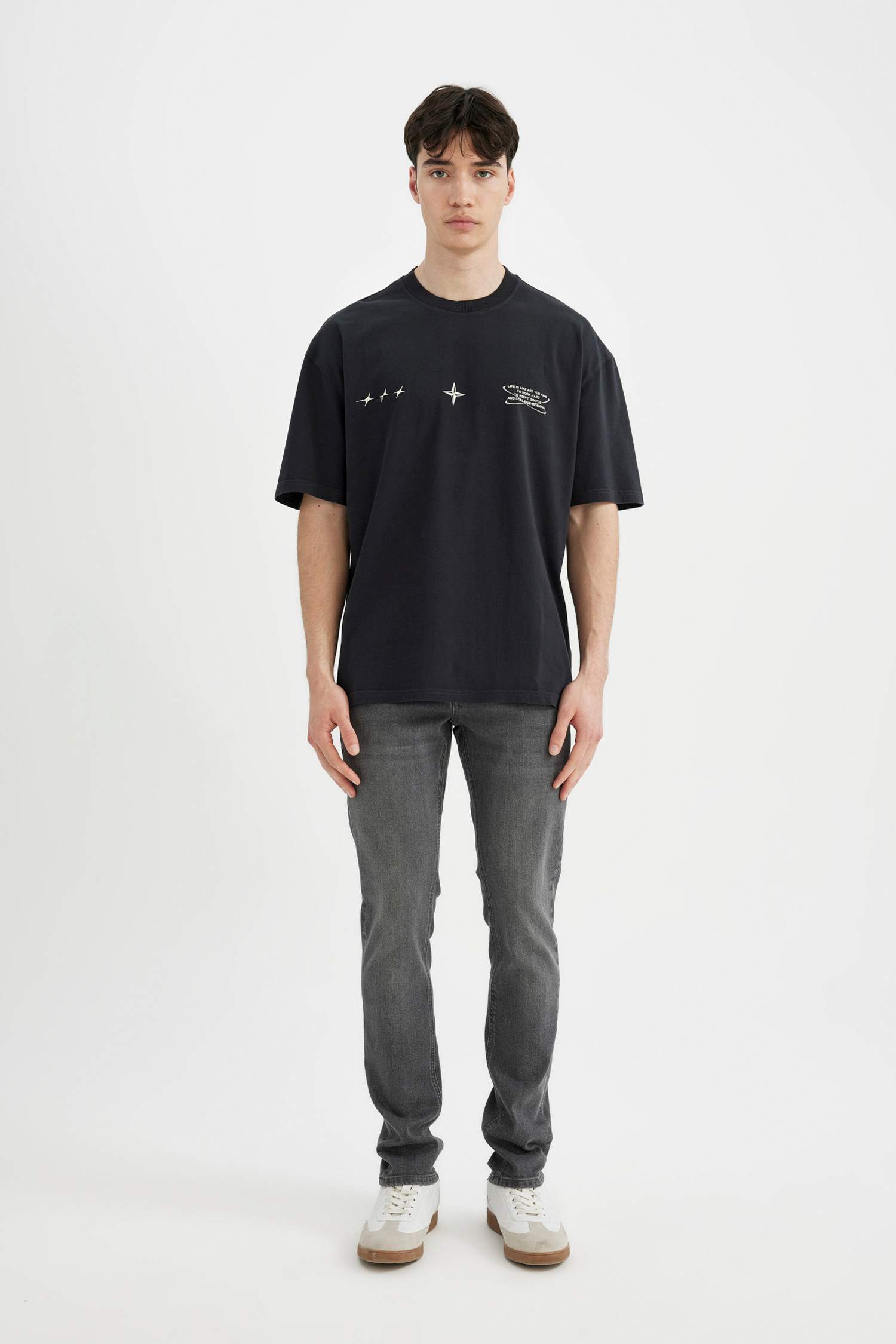 Oversize Fit Crew Neck Back Printed T-Shirt