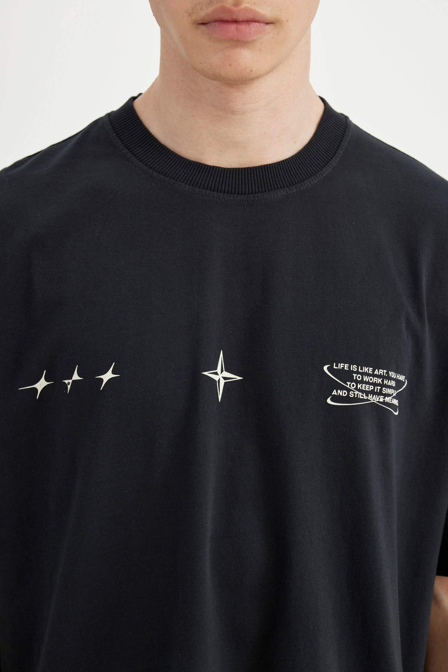 Oversize Fit Crew Neck Back Printed T-Shirt