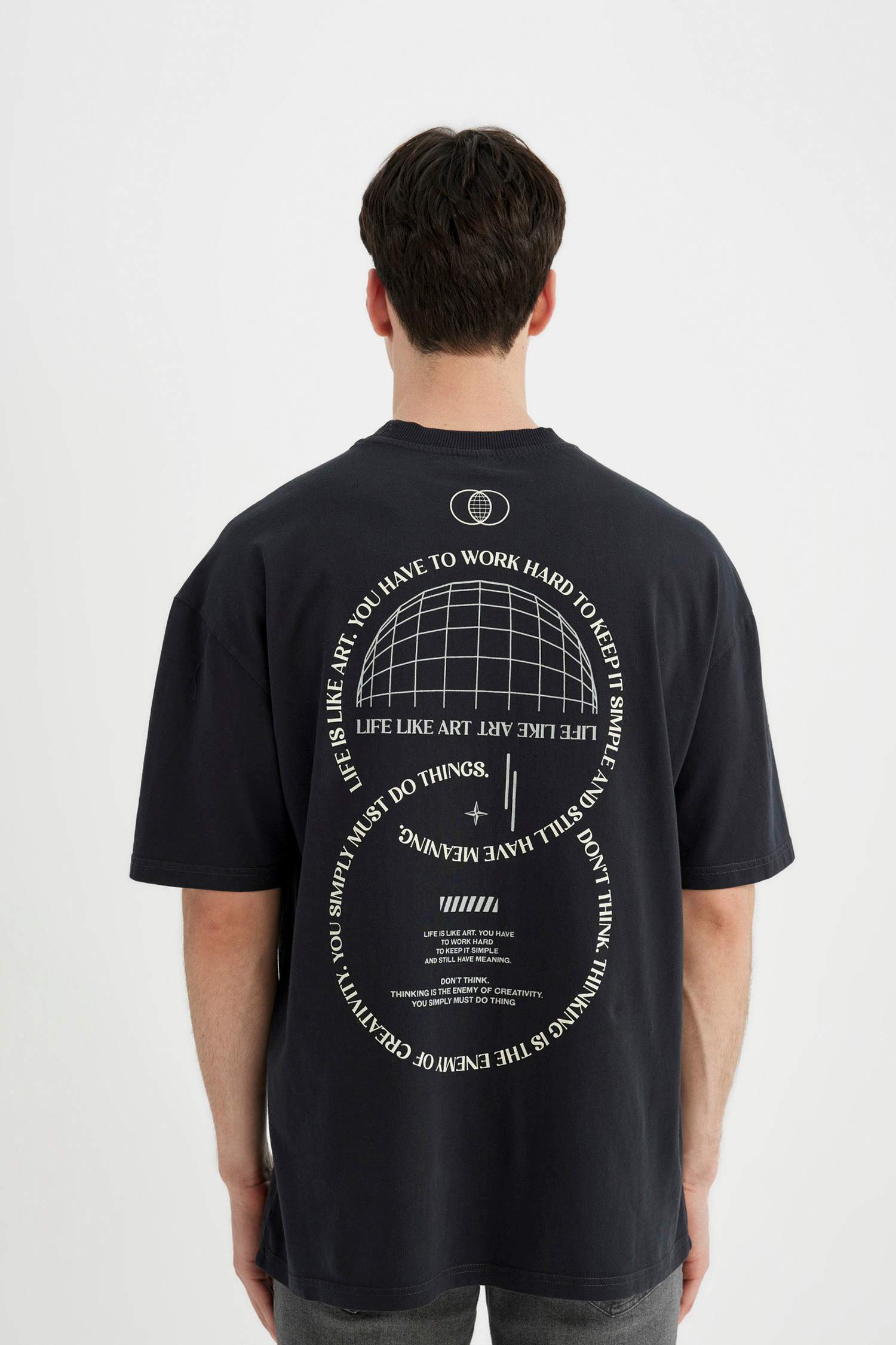 Oversize Fit Crew Neck Back Printed T-Shirt