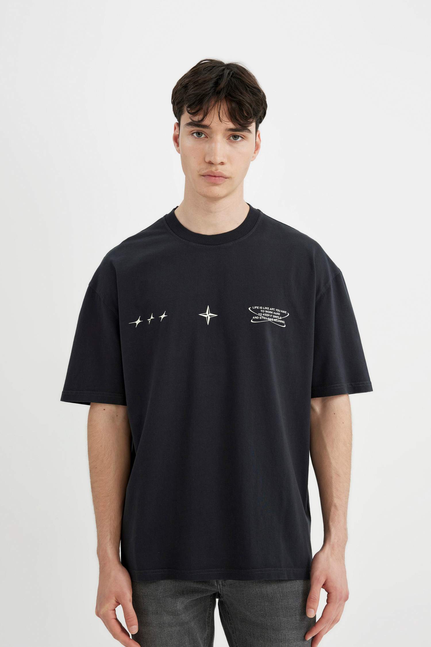 Oversize Fit Crew Neck Back Printed T-Shirt