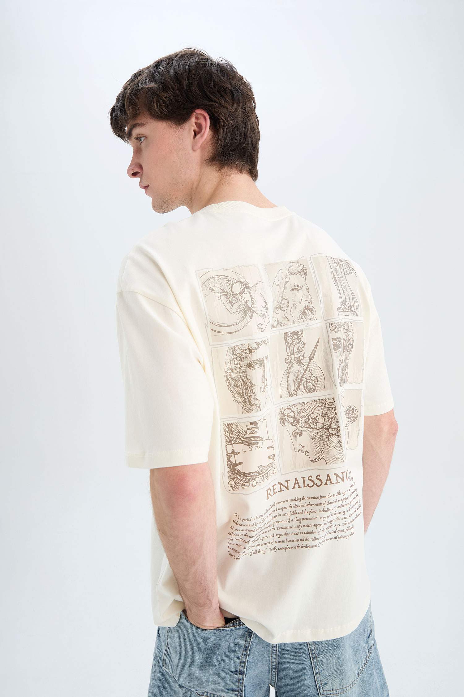 Cotton Oversize Fit Crew Neck Back Printed T-Shirt