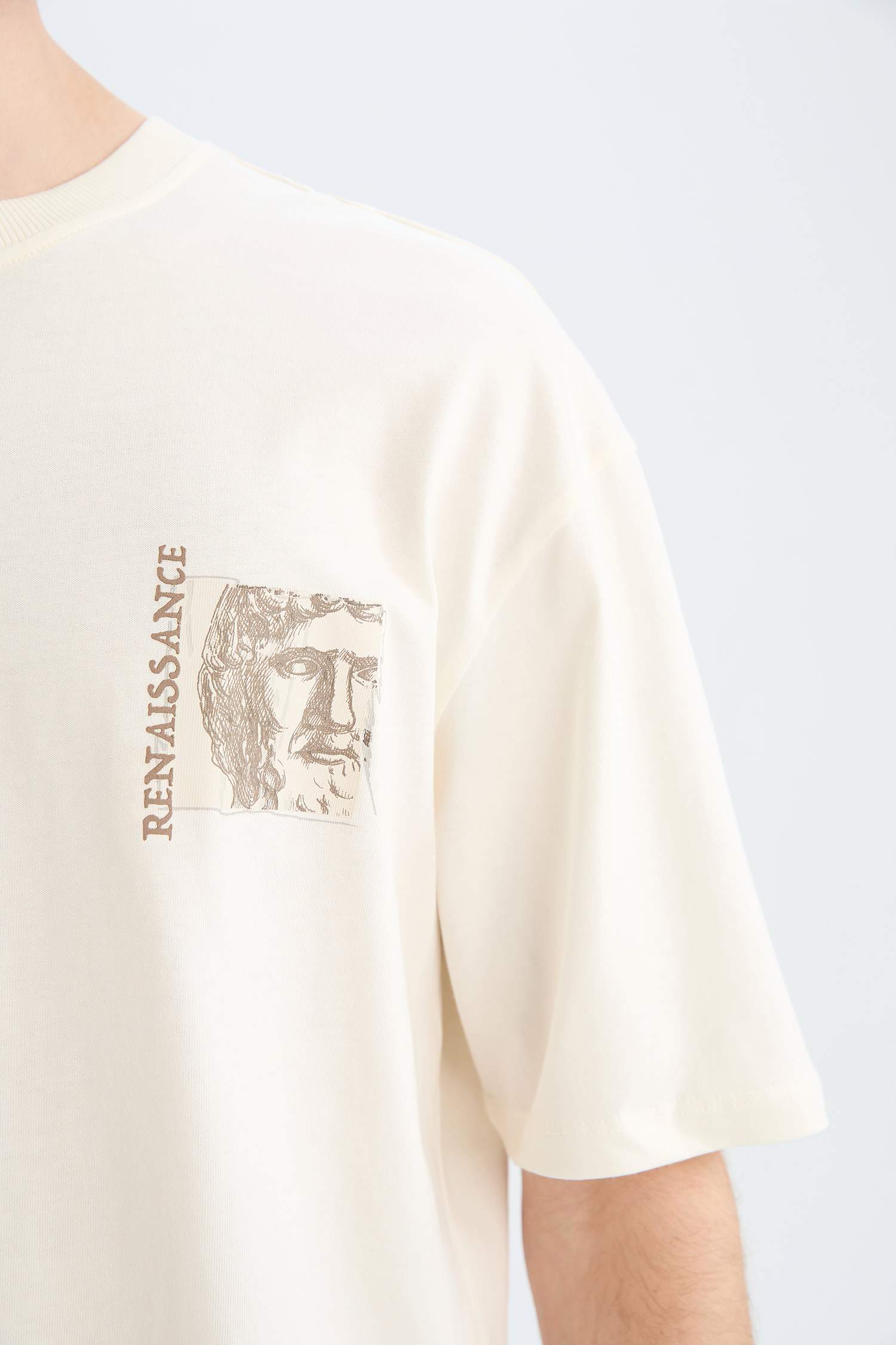 Cotton Oversize Fit Crew Neck Back Printed T-Shirt