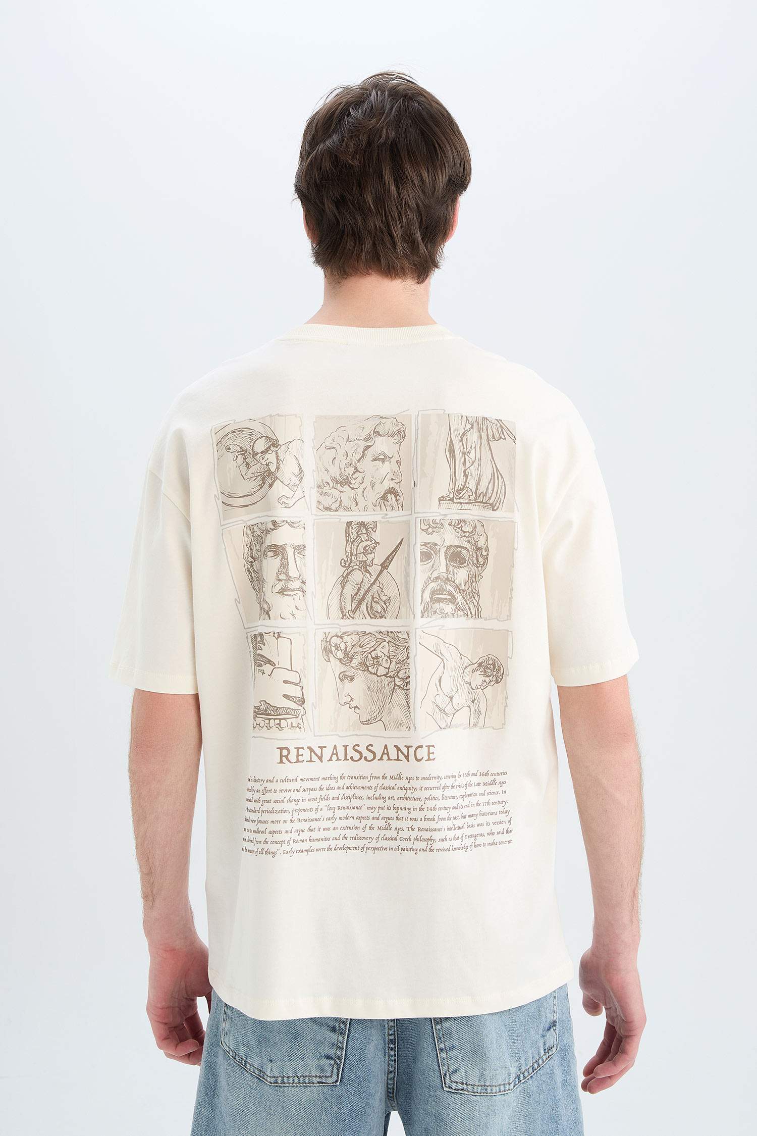 Cotton Oversize Fit Crew Neck Back Printed T-Shirt