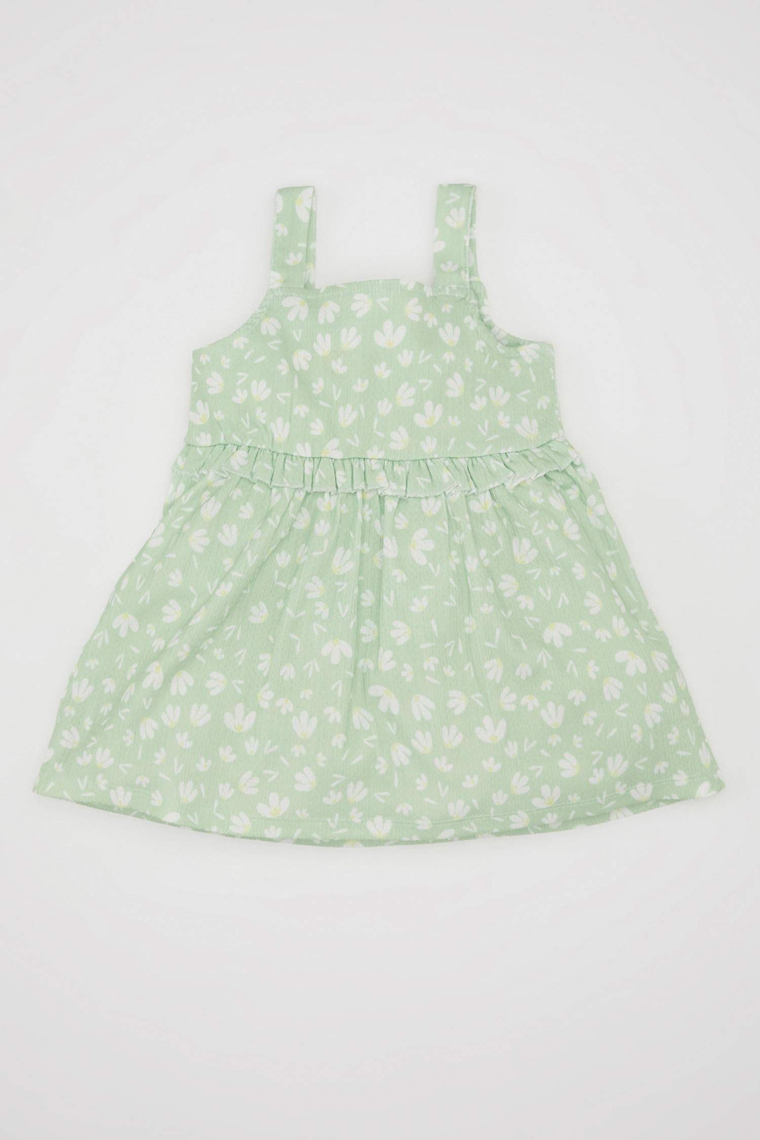 فستان بناتي فلورال قصة عادية بدون ردن بياخة مستديرة