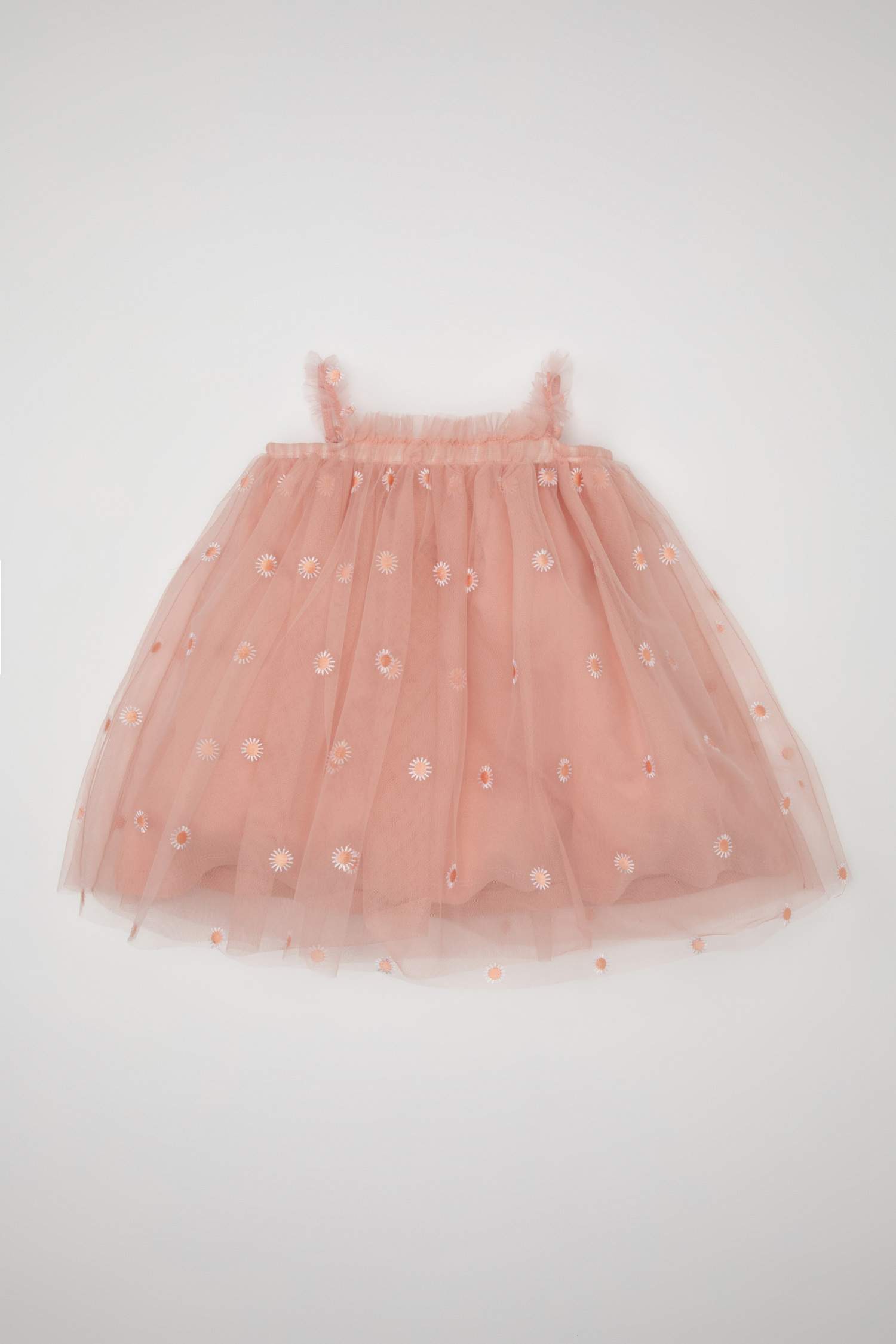 Kız Bebek Çiçekli Kolsuz Tül Elbise