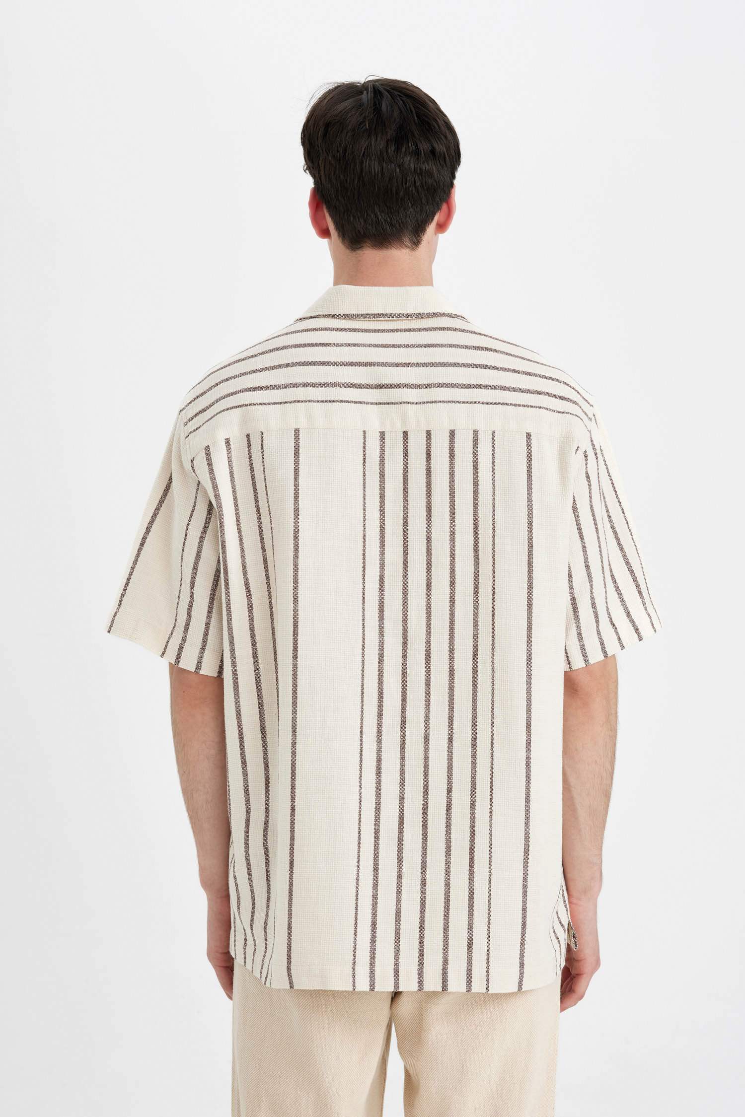 Relax Fit Polo Collar Striped Shirt