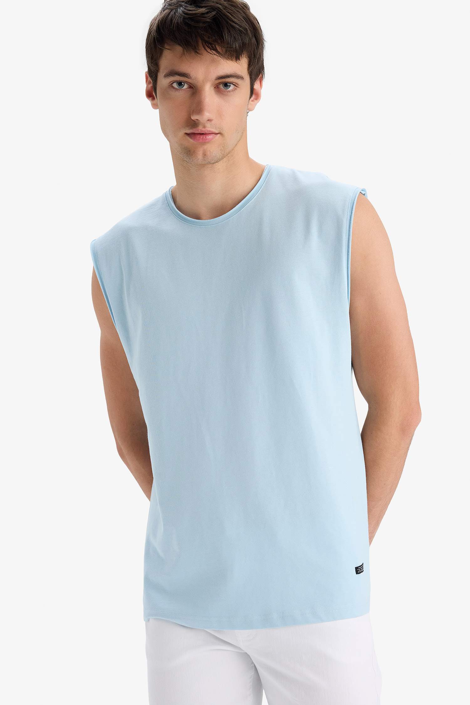 Cotton Boxy Fit Crew Neck Basic Tank Top
