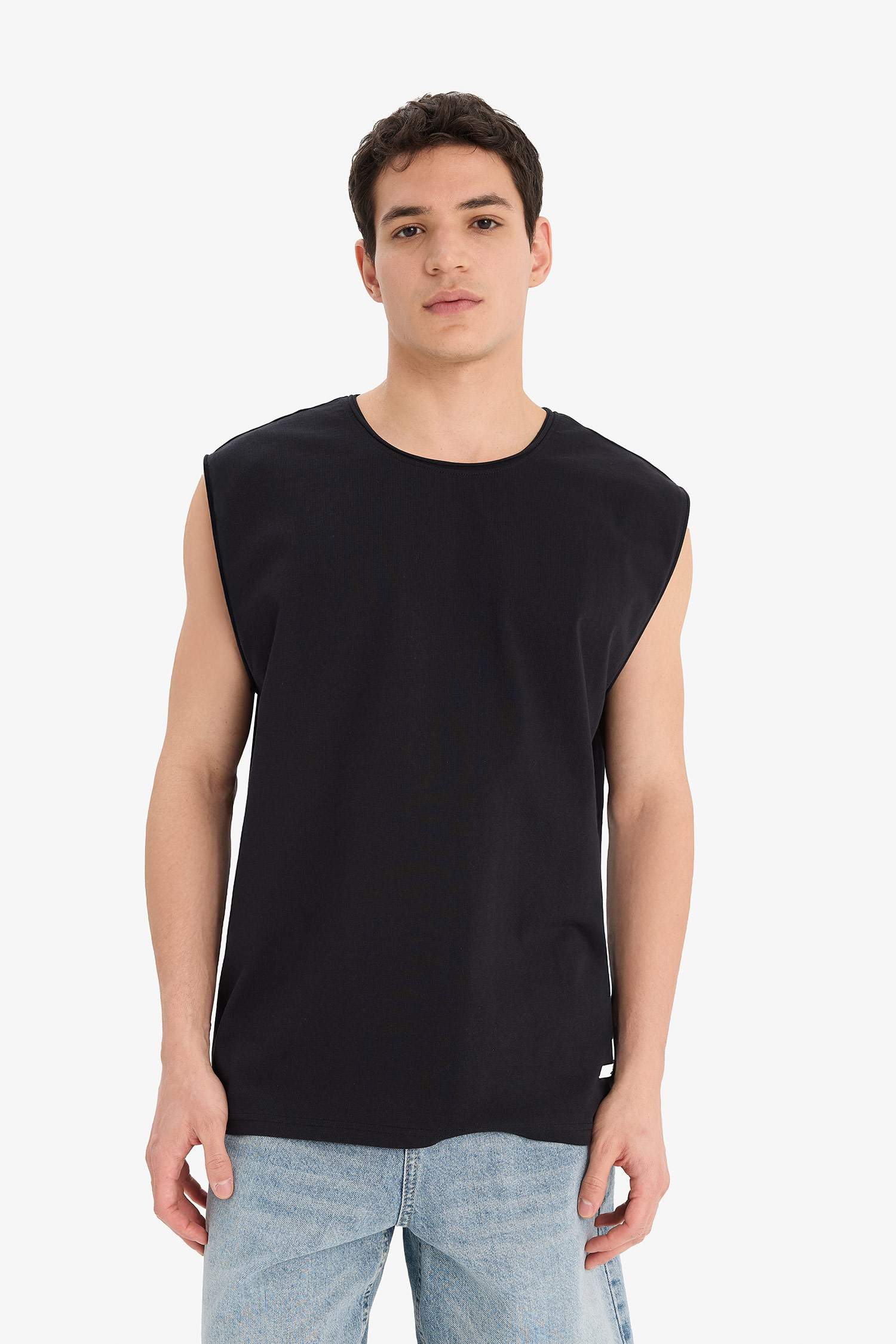 %100 Pamuk Boxy Fit Bisiklet Yaka Basic Düz Atlet