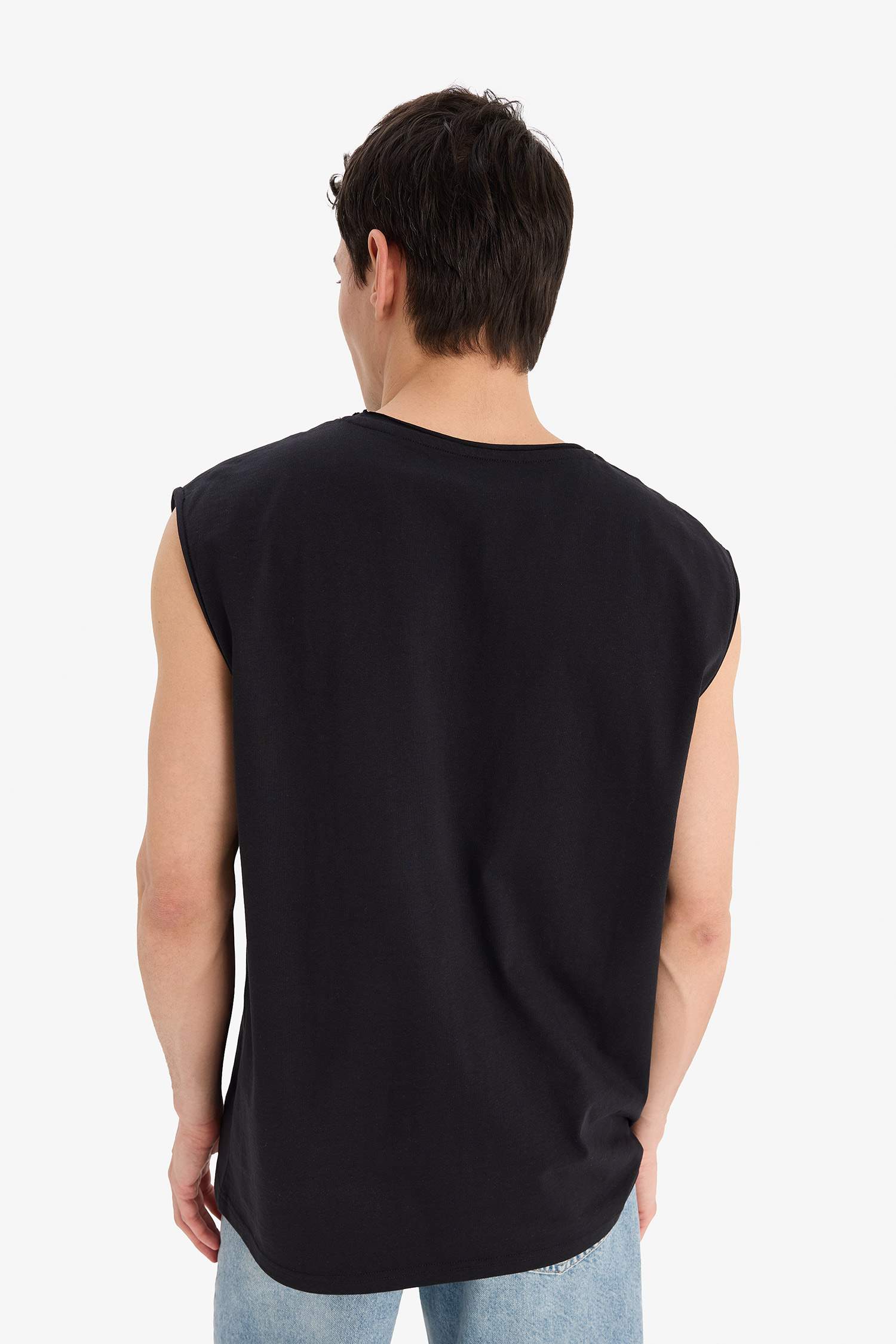 %100 Pamuk Boxy Fit Bisiklet Yaka Basic Düz Atlet