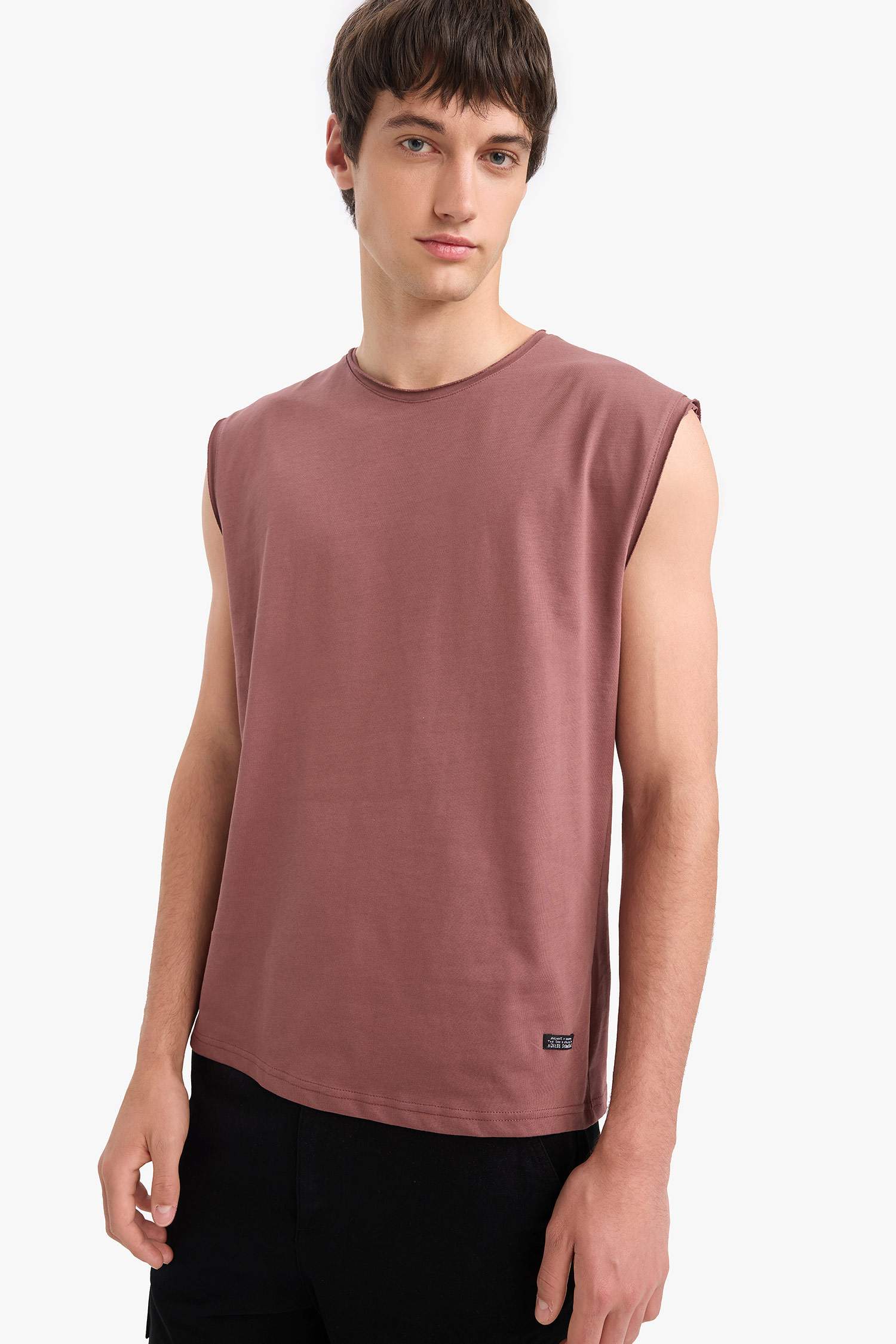 %100 Pamuk Boxy Fit Bisiklet Yaka Basic Düz Atlet