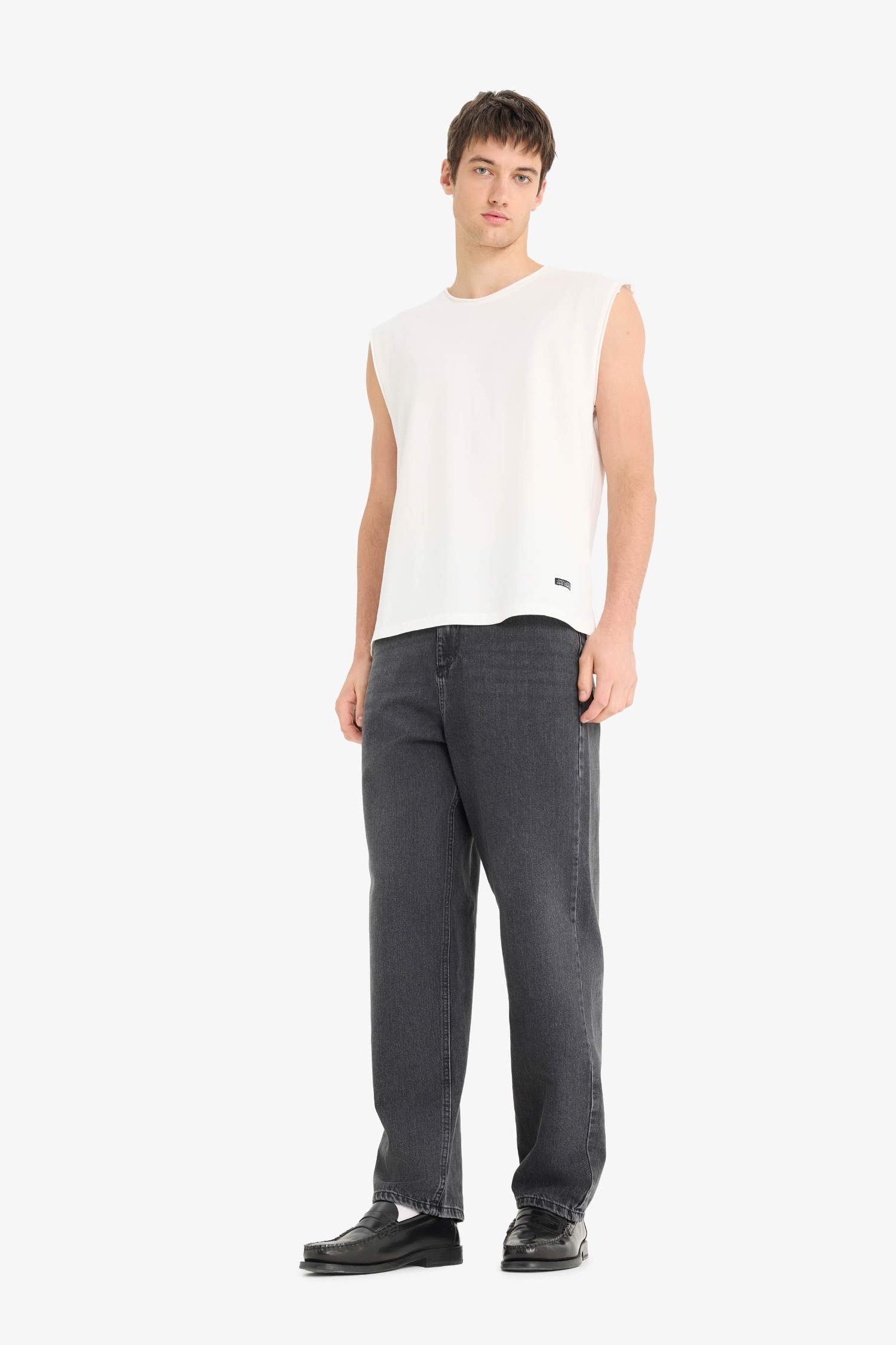 Boxy Fit Crew Neck Basic Cotton Tank Top