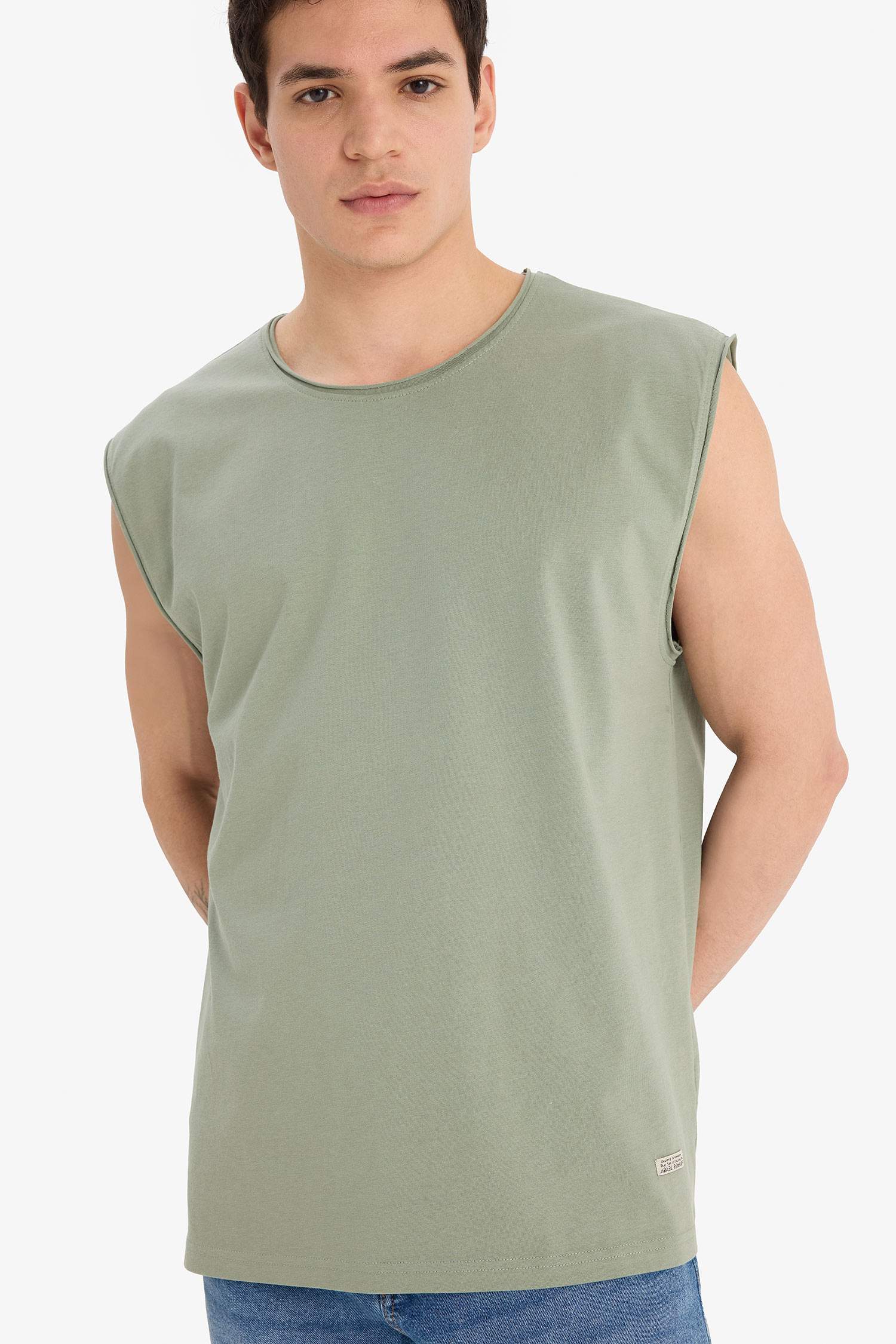 %100 Pamuk Boxy Fit Bisiklet Yaka Basic Düz Atlet