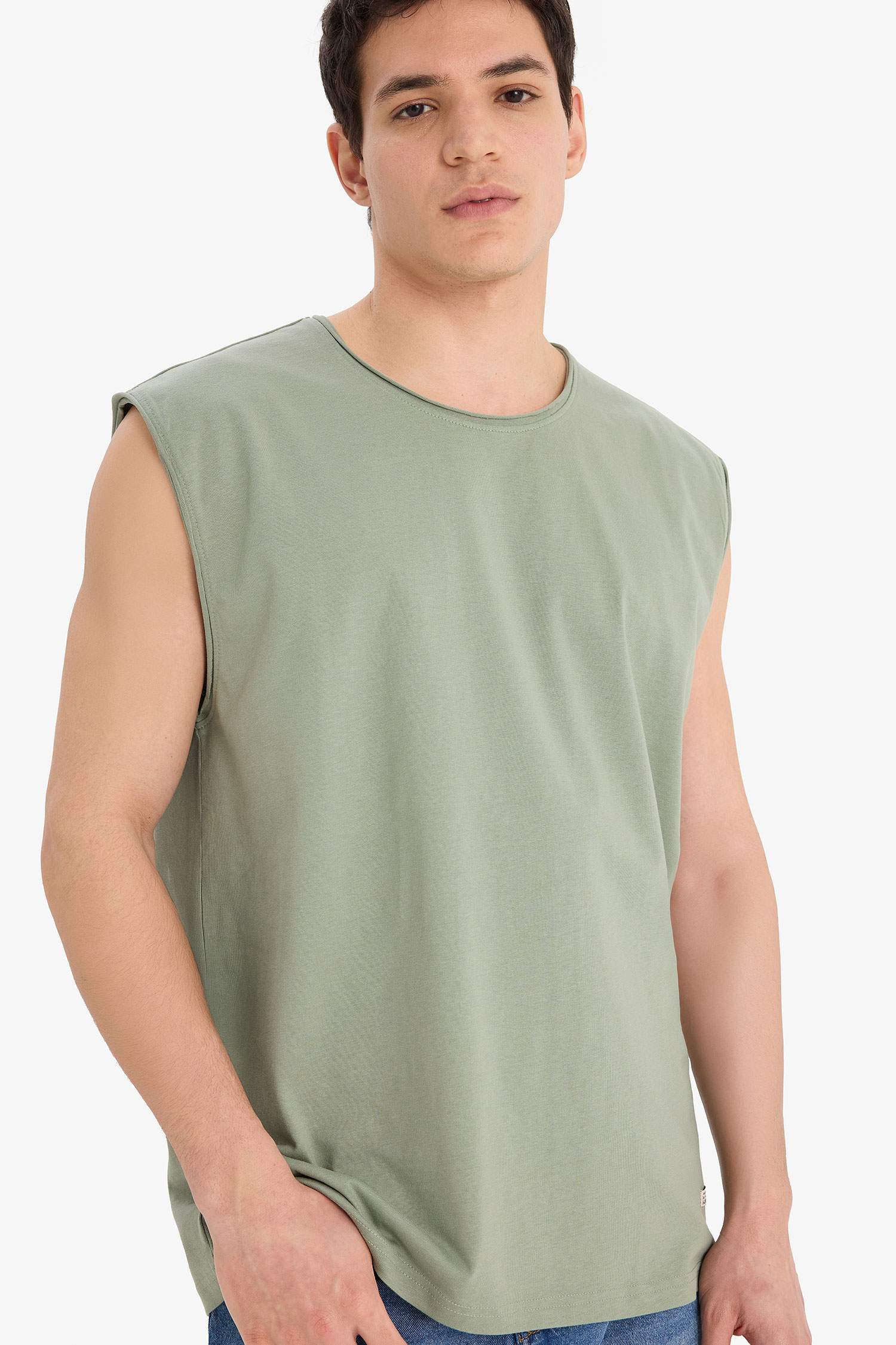 %100 Pamuk Boxy Fit Bisiklet Yaka Basic Düz Atlet