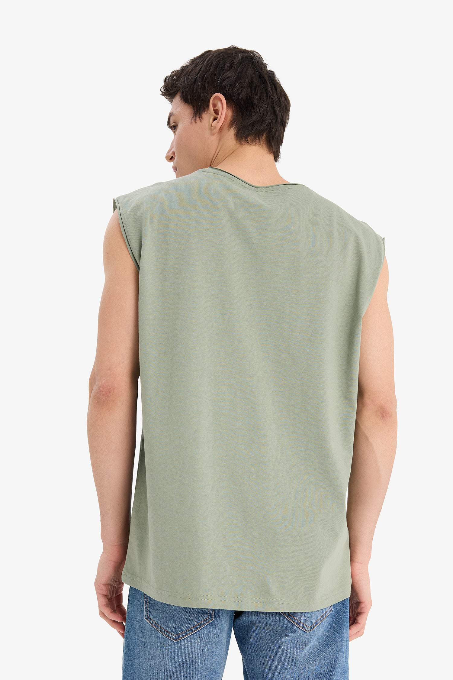 %100 Pamuk Boxy Fit Bisiklet Yaka Basic Düz Atlet