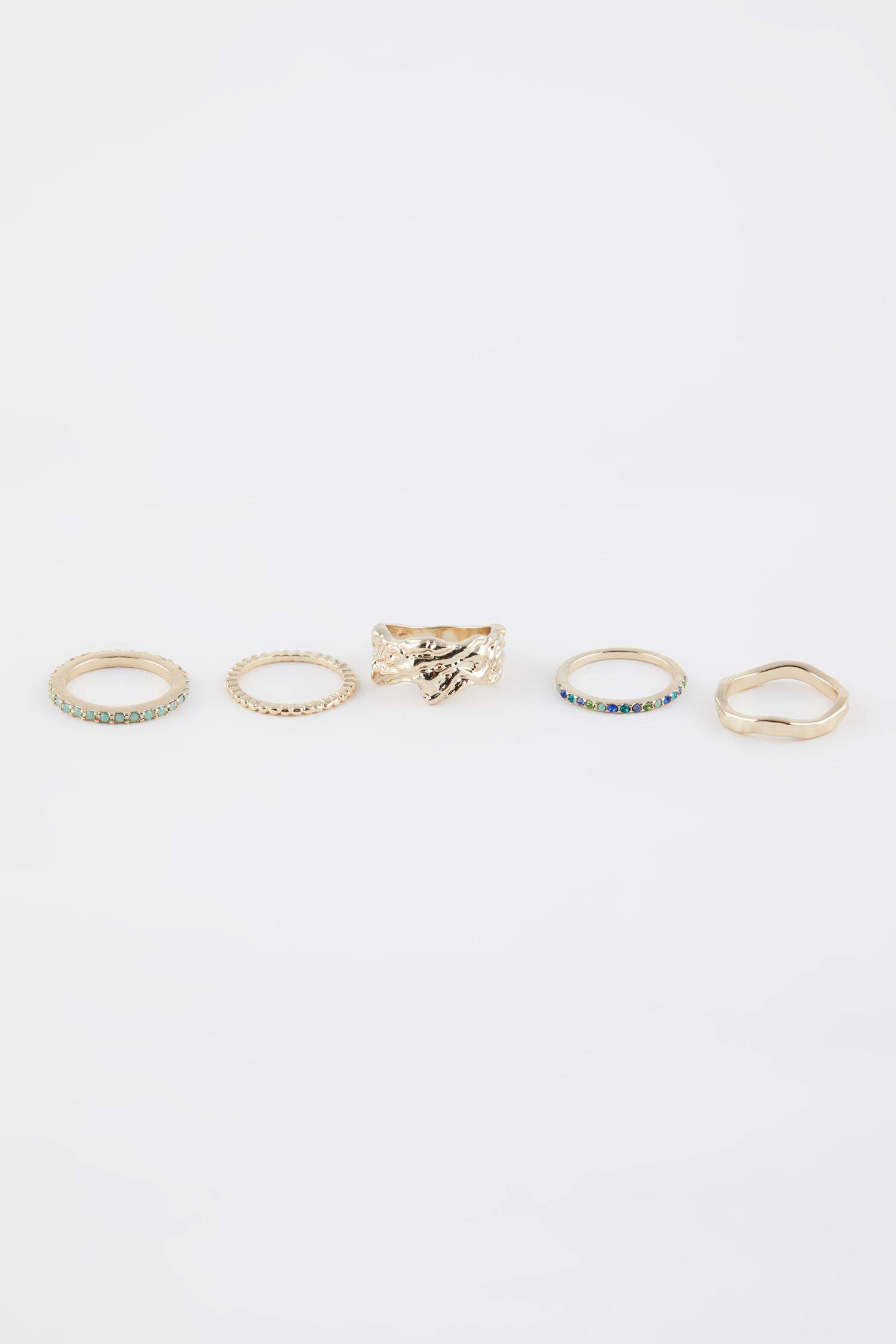 Lot de 5 Bagues dorées pour femme