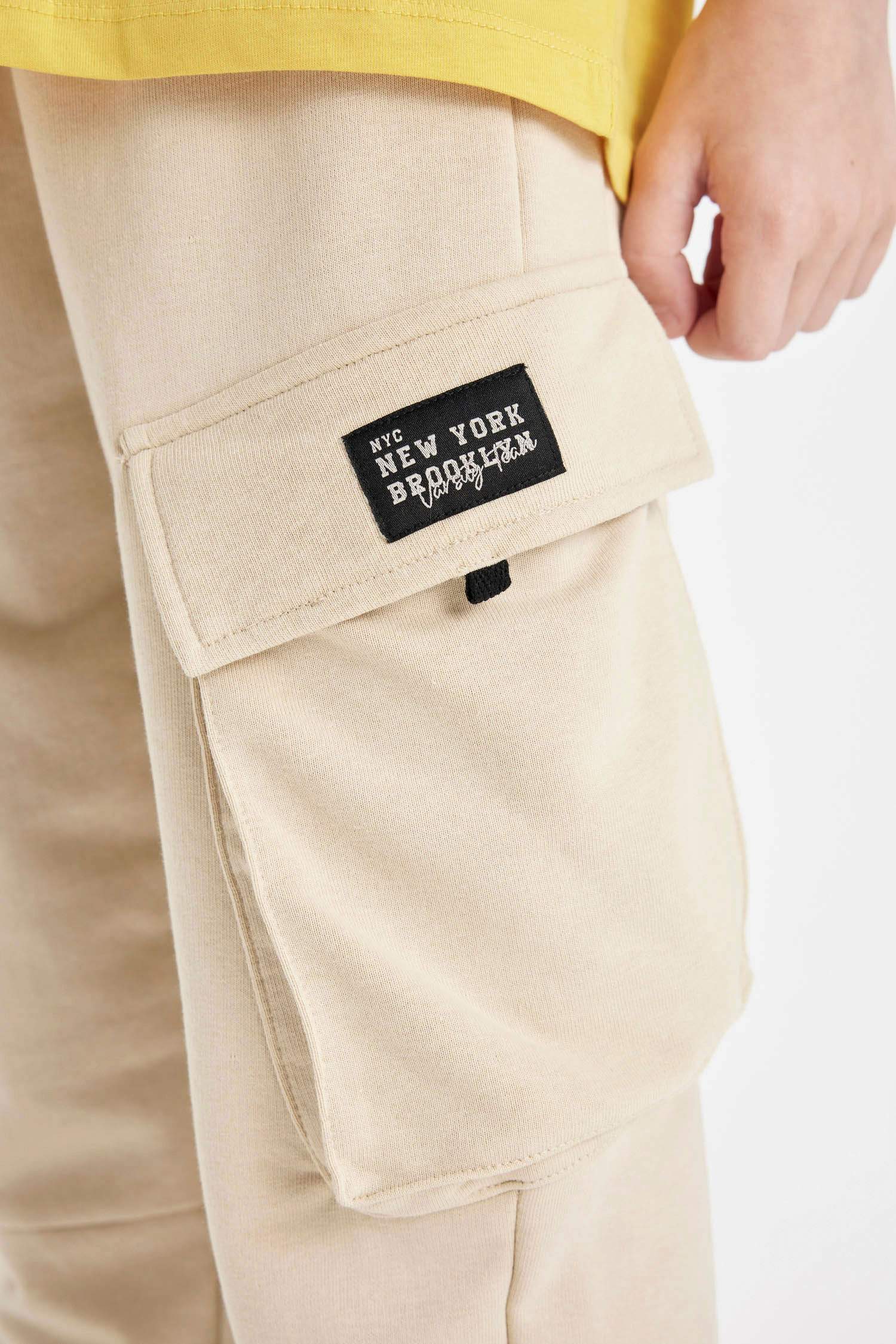 Erkek Çocuk Kargo Cepli Beli Paçası Lastikli Cepli Okul Jogger Eşofman Altı