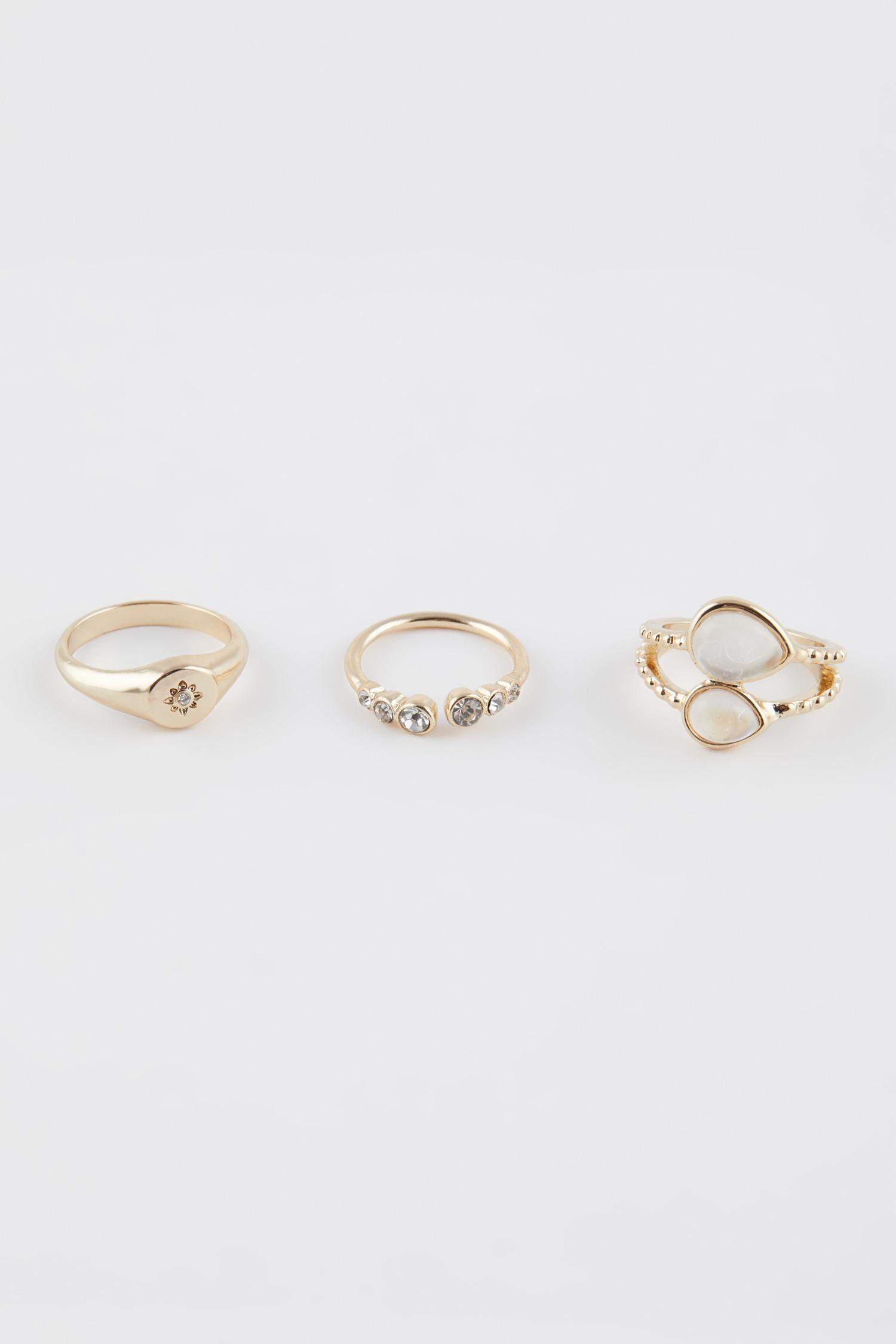 Lot de 3 Bagues dorées pour femme